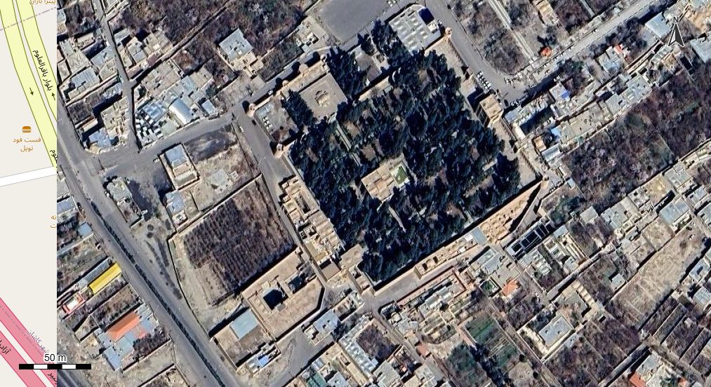 نقشه همراه با تصویر هوایی - ماهواره ای شهر کاشان در اتوکد با مختصات UTM