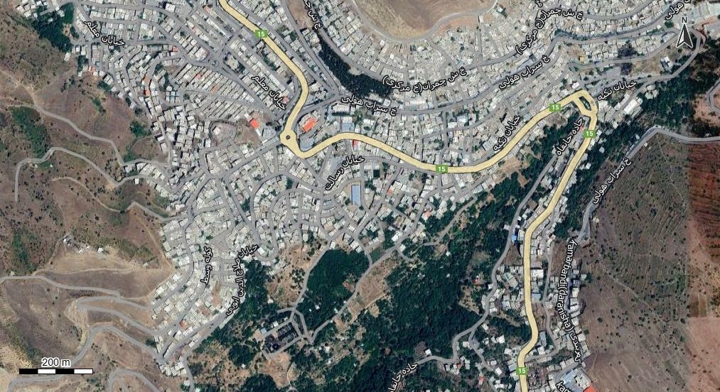 نقشه همراه با تصویر هوایی - ماهواره ای پاوه در اتوکد با مختصات UTM