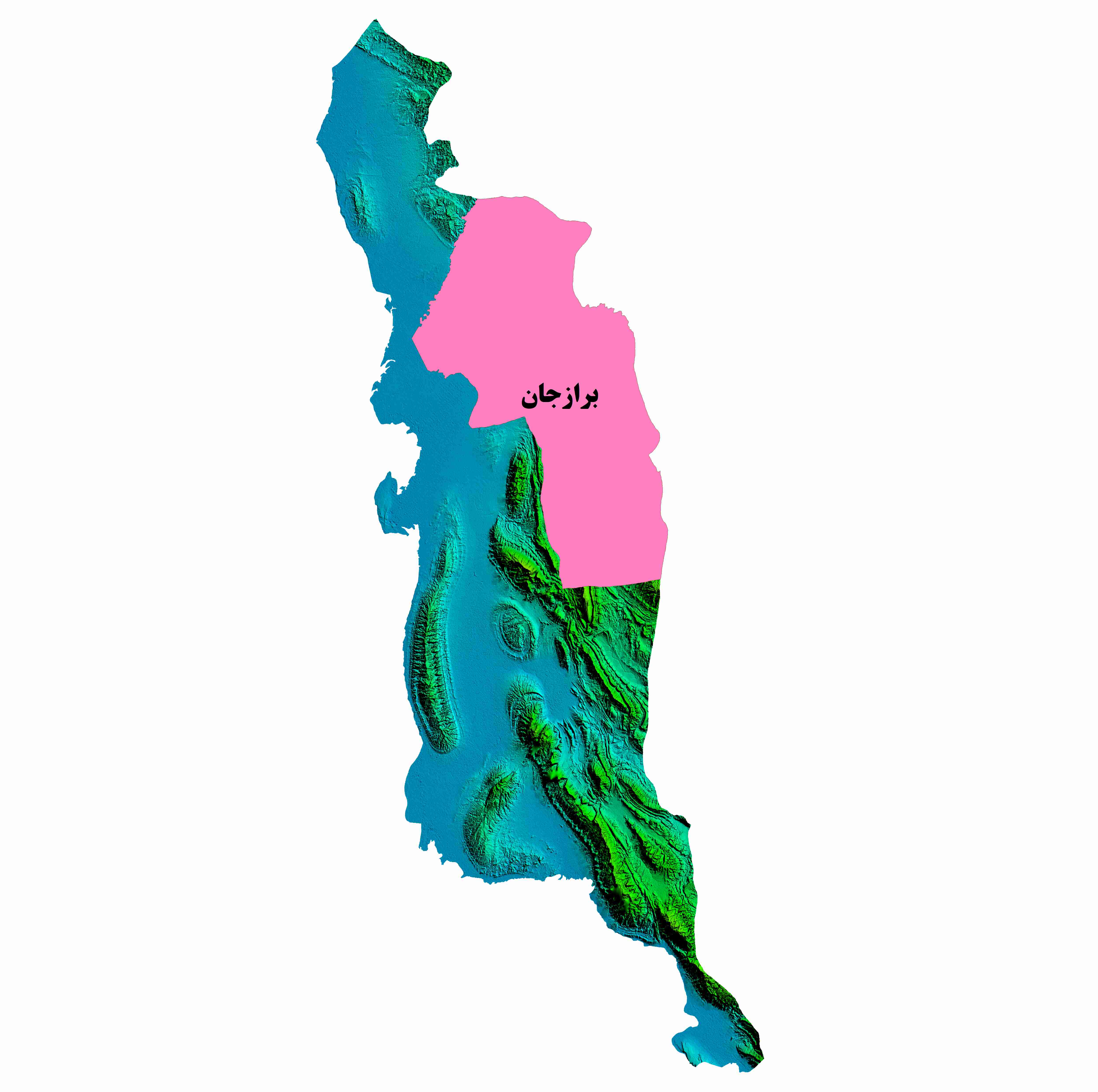 نقشه DEM  استان بوشهر-شهرستان برازجان