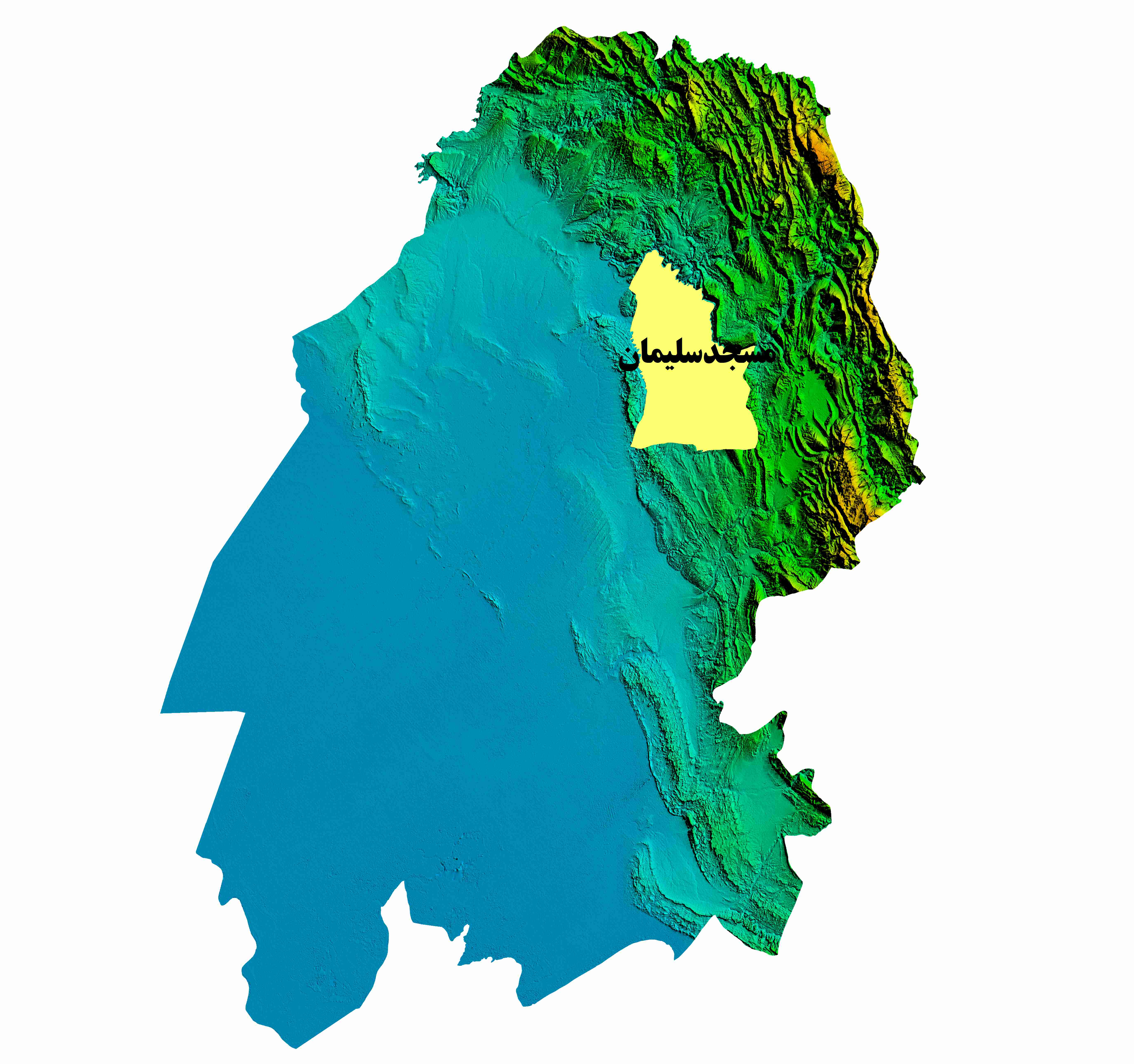 نقشه DEM  استان خوزستان-شهرستان مسجدسلیمان