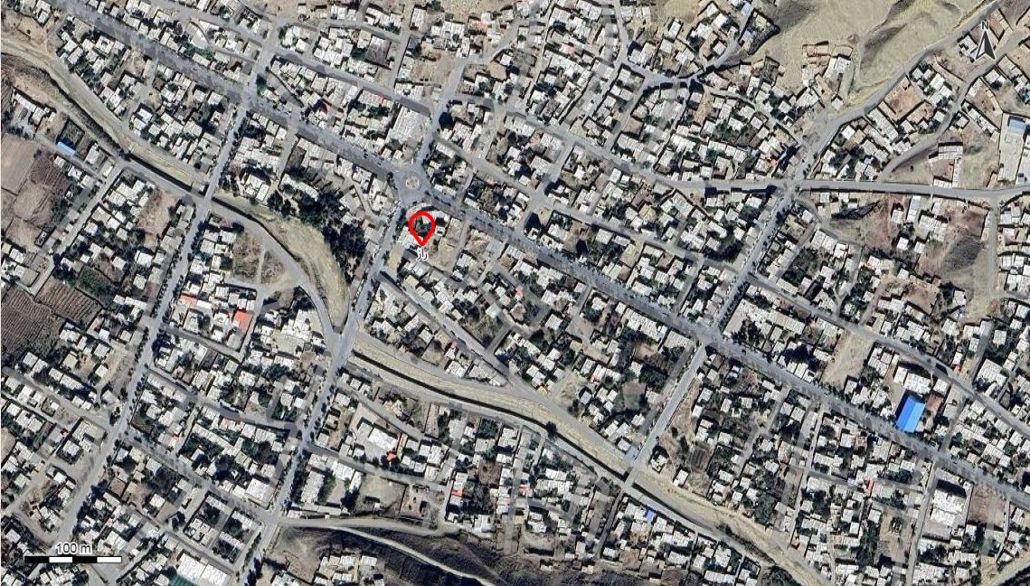 نقشه همراه با تصویر هوایی - ماهواره ای شهر راز در اتوکد با مختصات UTM