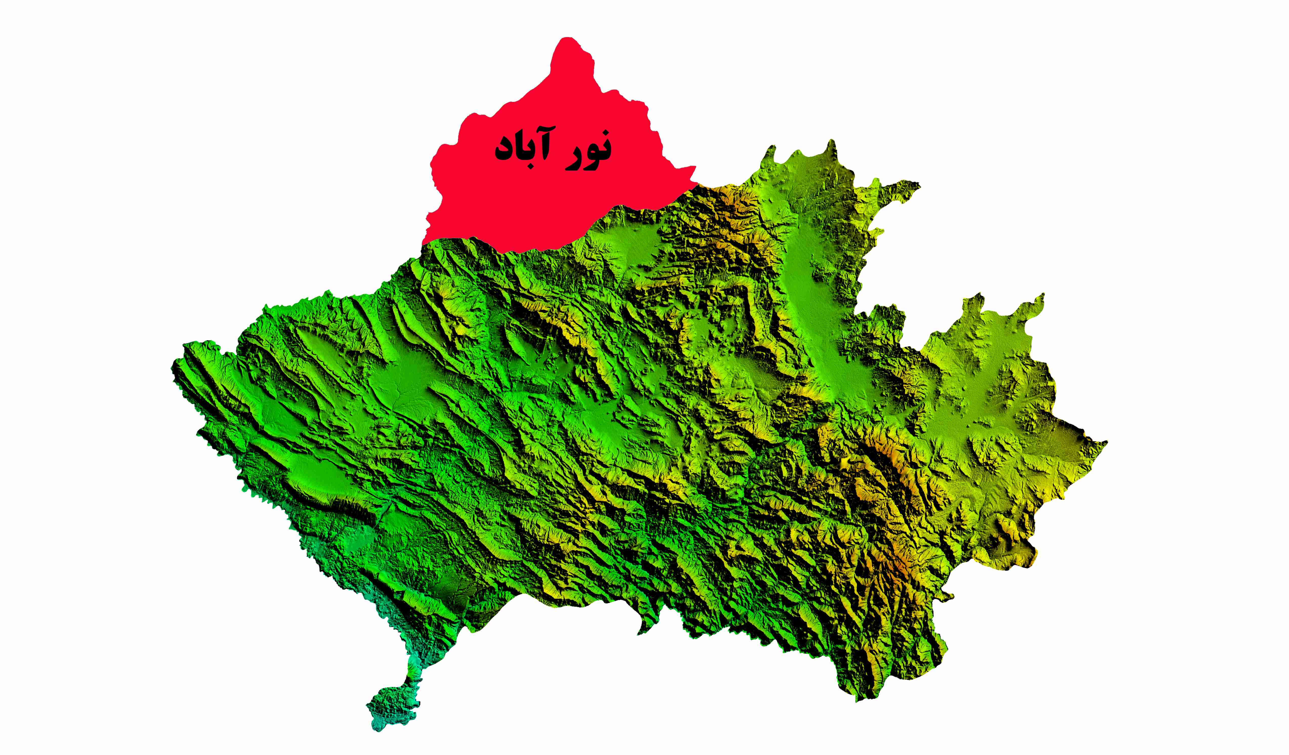 نقشه DEM  استان لرستان-شهرستان نورآباد