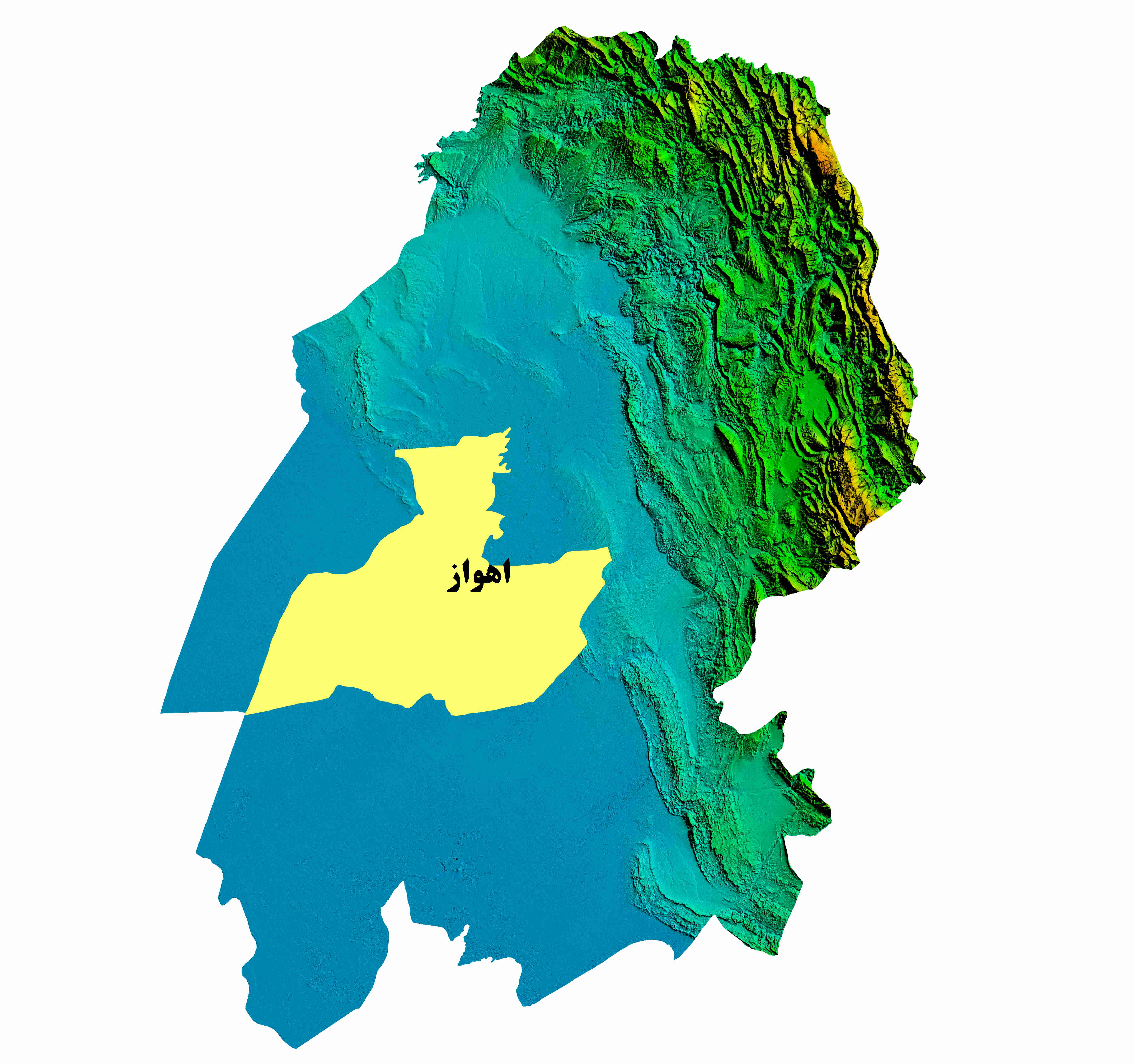 نقشه DEM  استان خوزستان-شهرستان اهواز