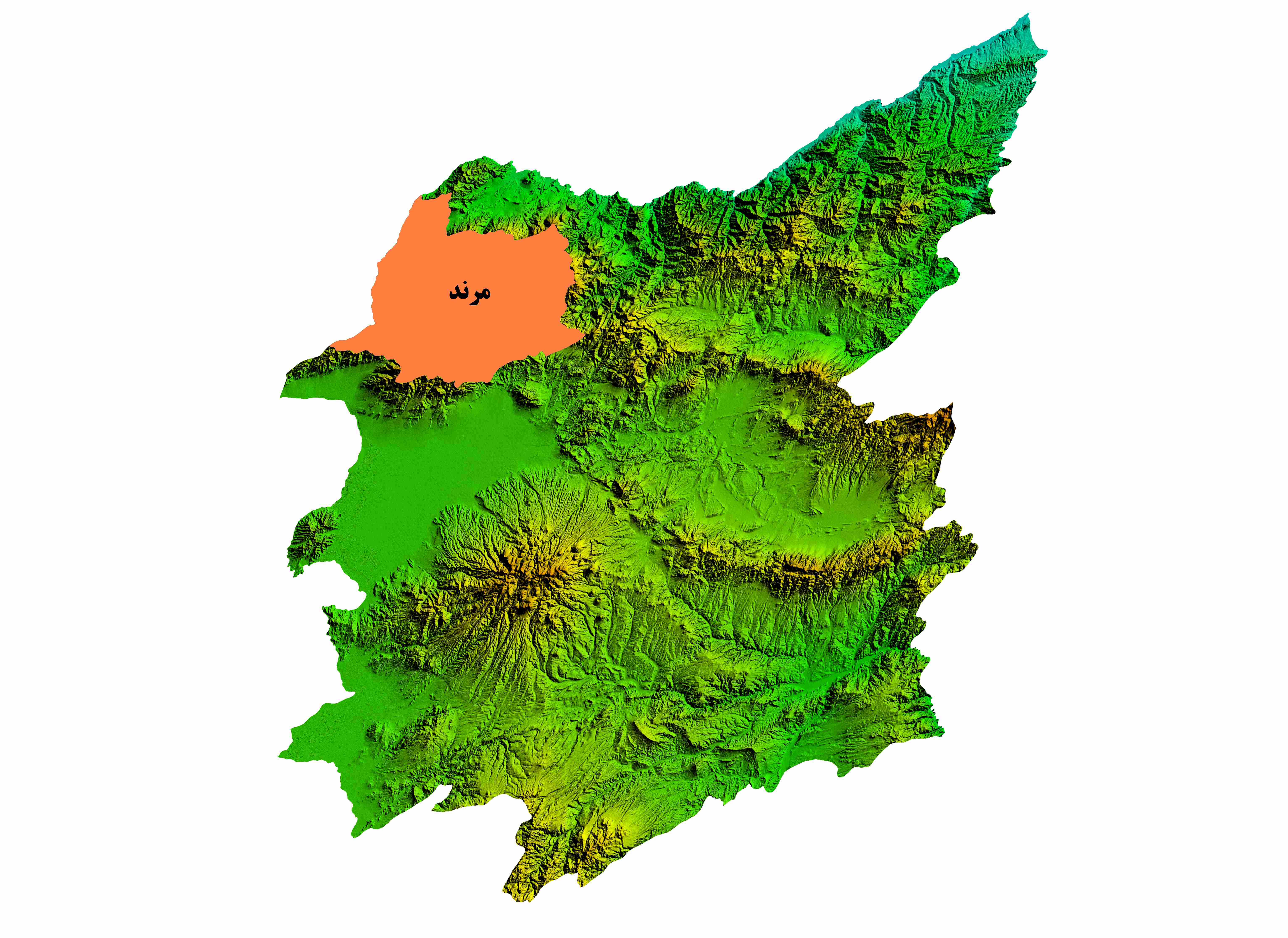 نقشه DEM استان آذربایجان شرقی-شهرستان مرند