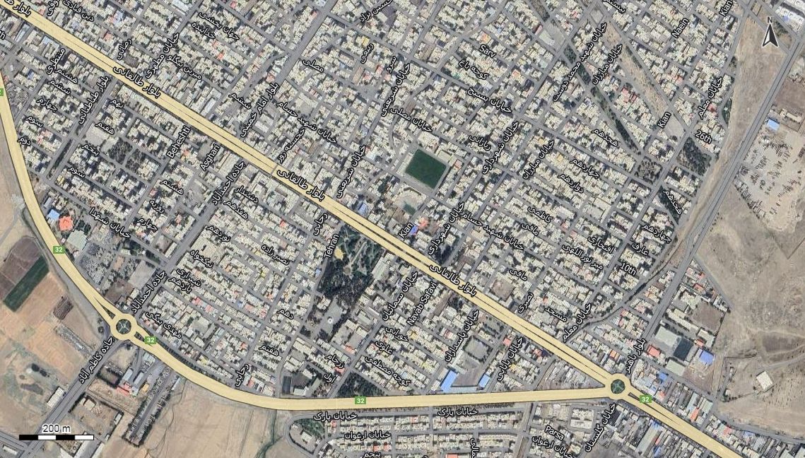 نقشه همراه با تصویر هوایی - ماهواره ای آبیک در اتوکد با مختصات UTM