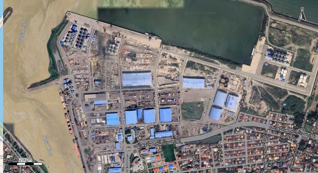 نقشه همراه با تصویر هوایی - ماهواره ای شهر بندر انزلی در اتوکد با مختصات UTM