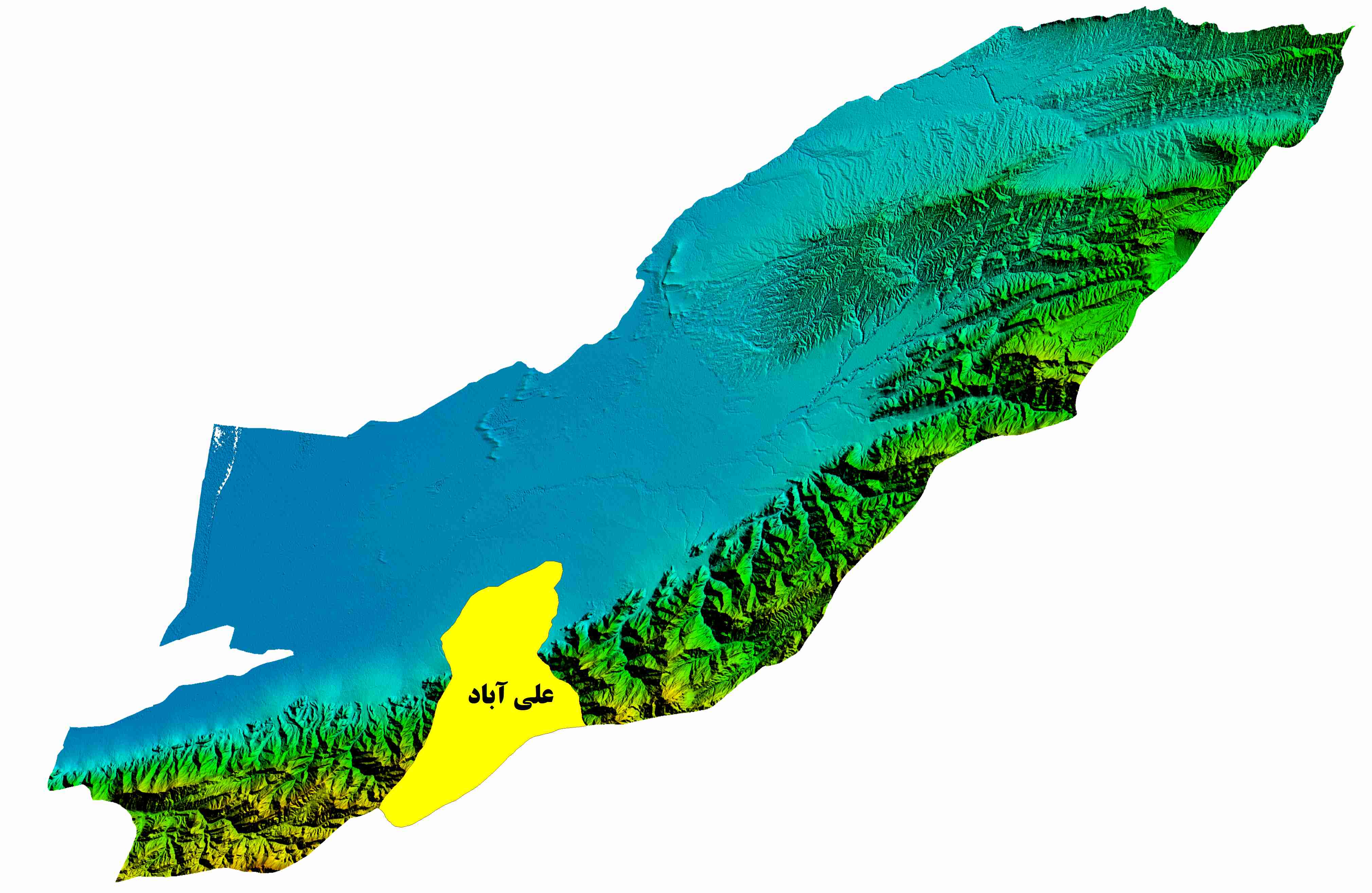 نقشه DEM  استان گلستان-شهرستان علی آباد