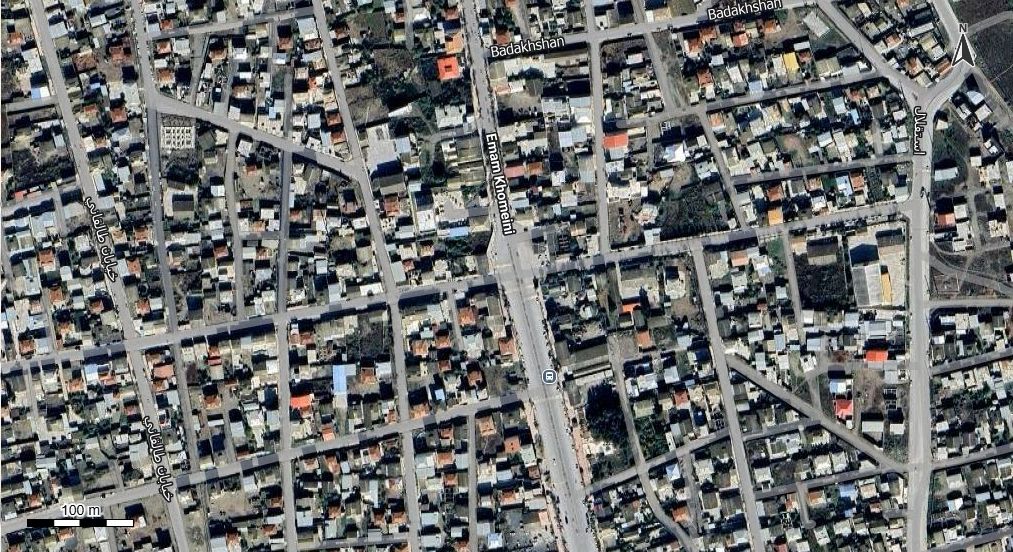 نقشه همراه با تصویر هوایی - ماهواره ای شهر گمیشان در اتوکد با مختصات UTM