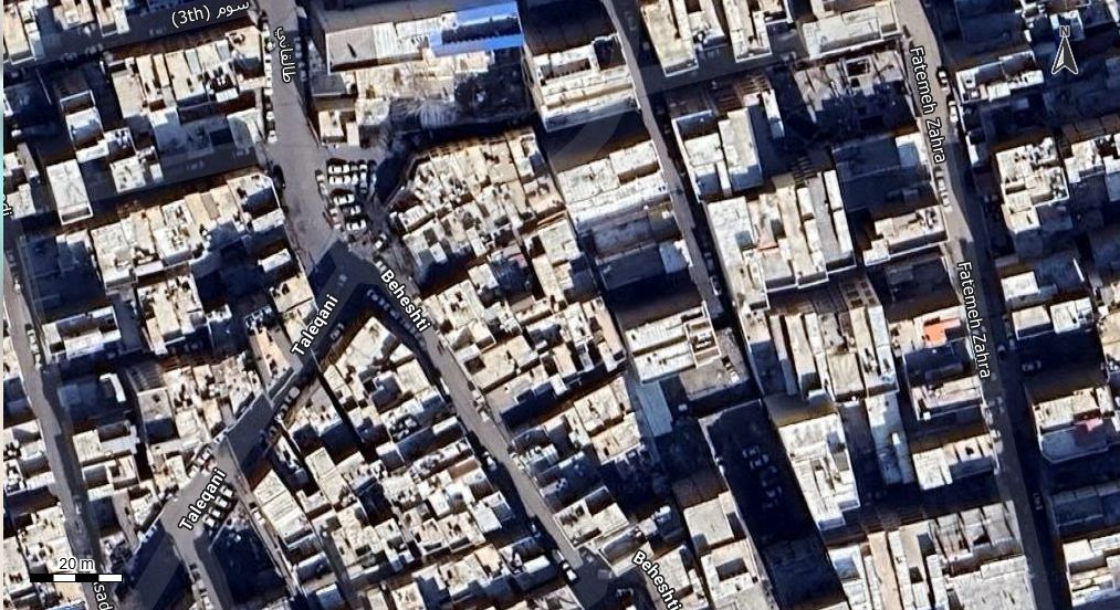 نقشه با تصویر هوایی - ماهواره ای منطقه ۱۹ تهران در اتوکد با مختصات UTM