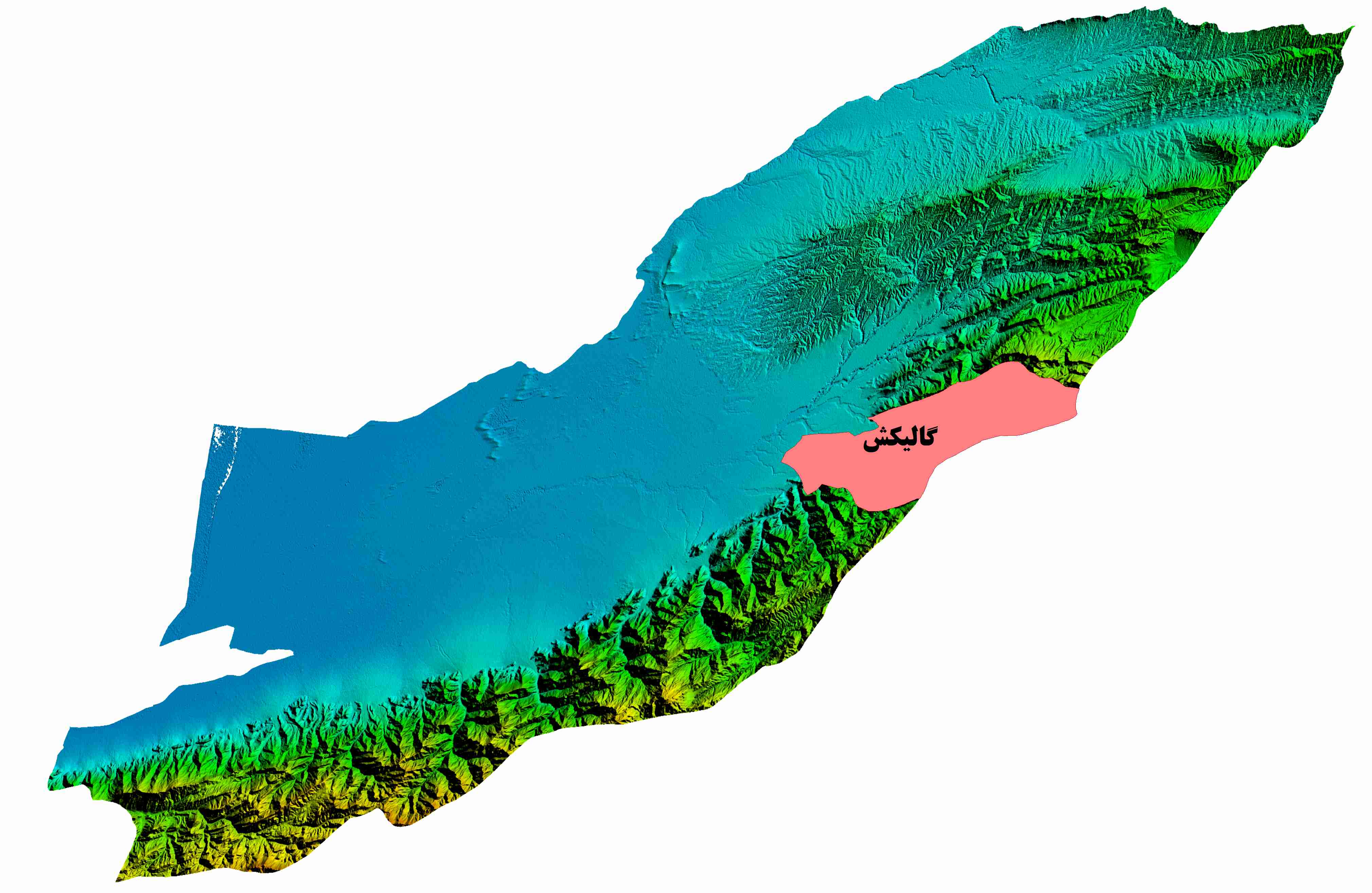 نقشه DEM  استان گلستان-شهرستان گالیکش