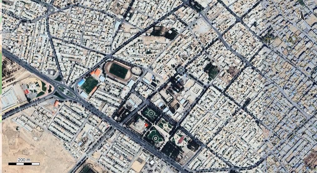 نقشه همراه با تصویر هوایی - ماهواره ای شهر آباده در اتوکد با مختصات UTM