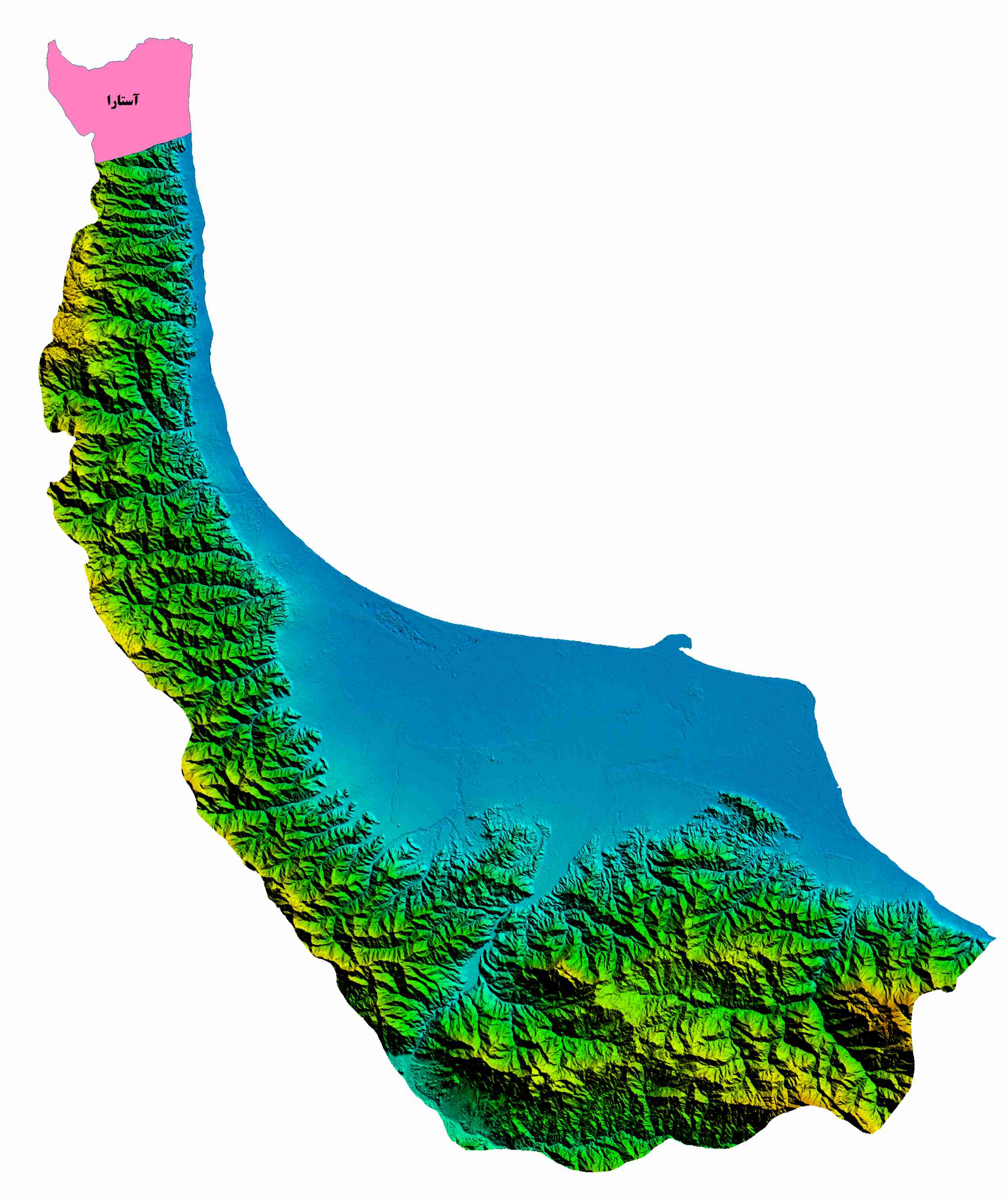 نقشه DEM  استان گیلان -شهرستان آستارا