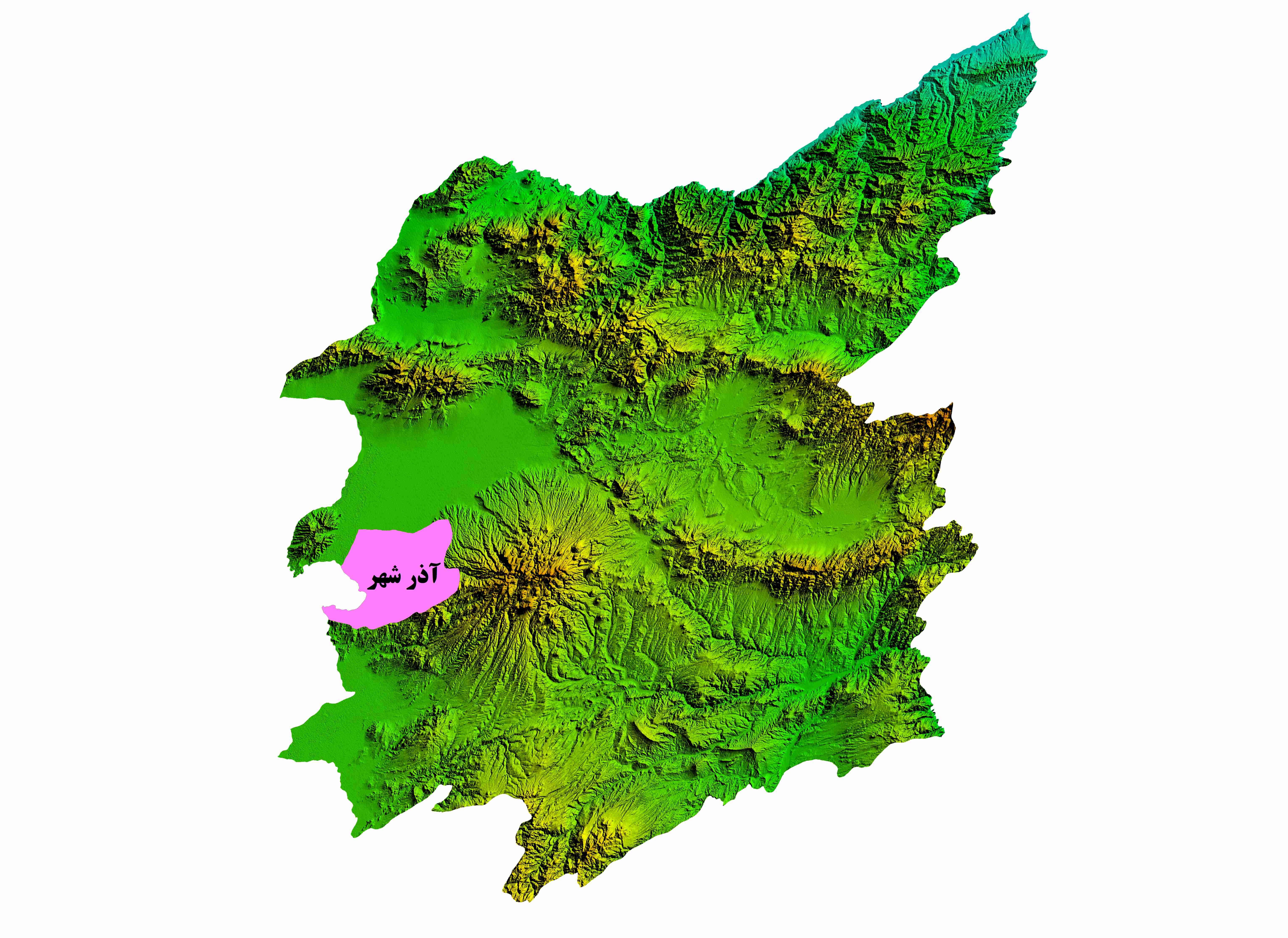 نقشه DEM استان آذربایجان شرقی-شهرستان آذرشهر