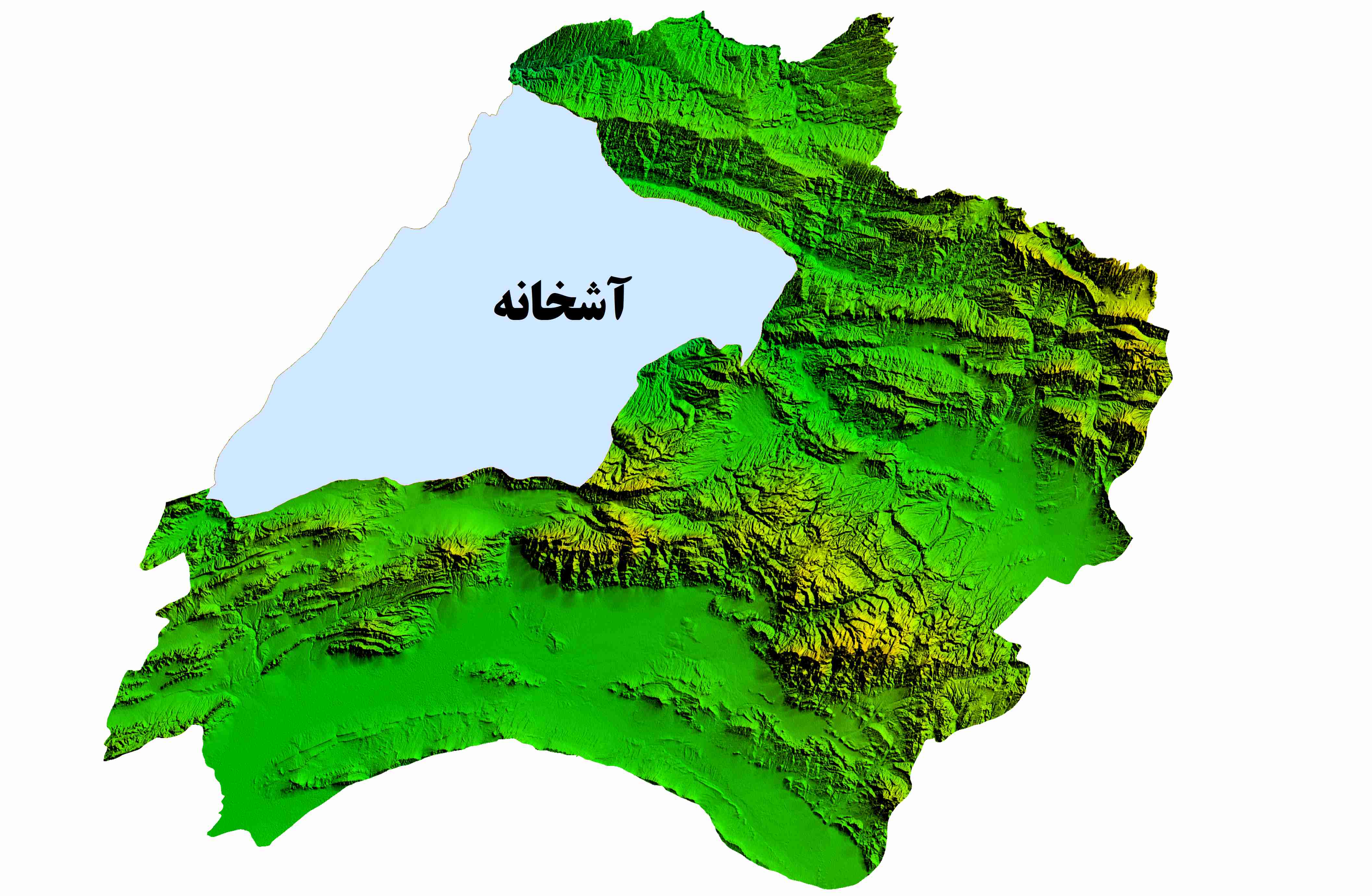 نقشه DEM استان خراسان شمالی-شهرستان آشخانه