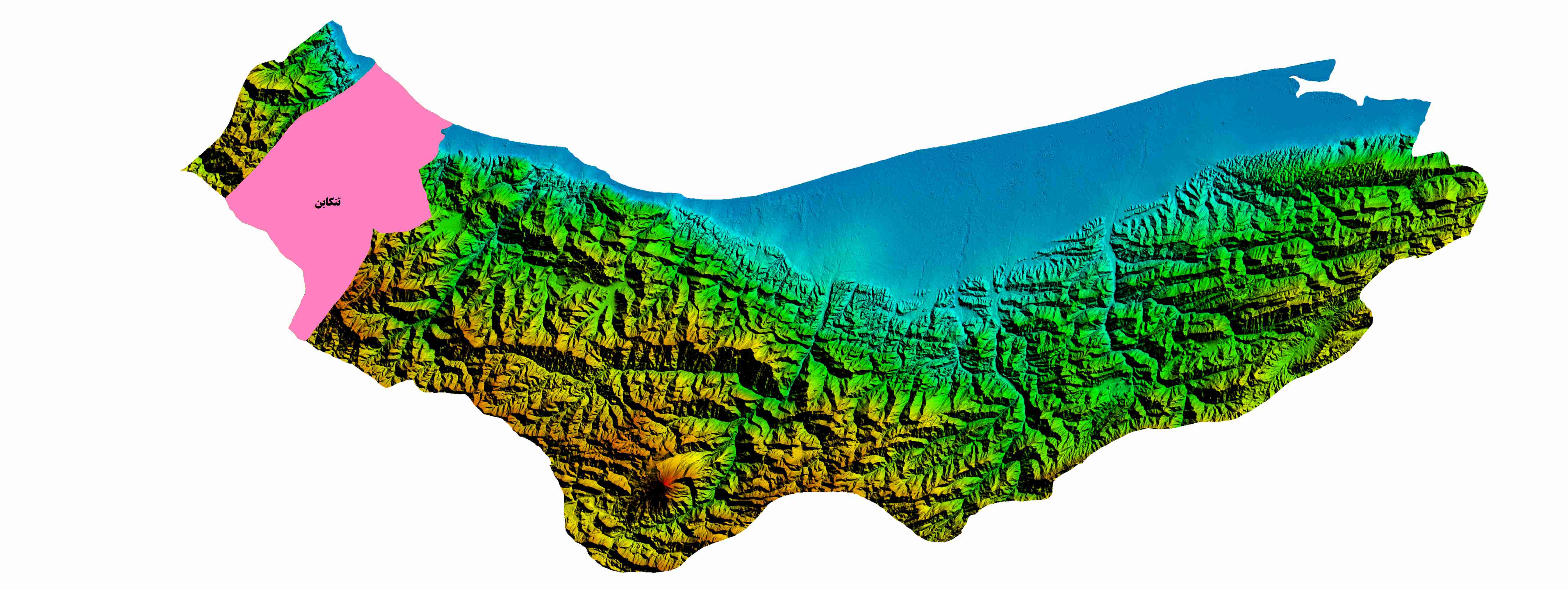 نقشه DEM استان مازندران-شهر تنکابن