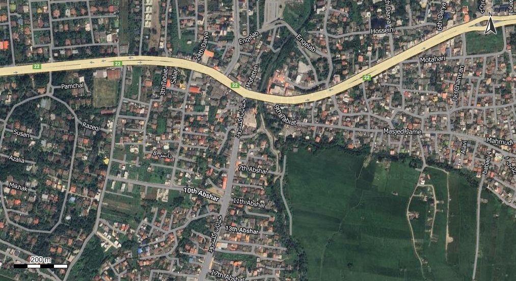 نقشه همراه با تصویر هوایی - ماهواره ای رویان در اتوکد با مختصات UTM