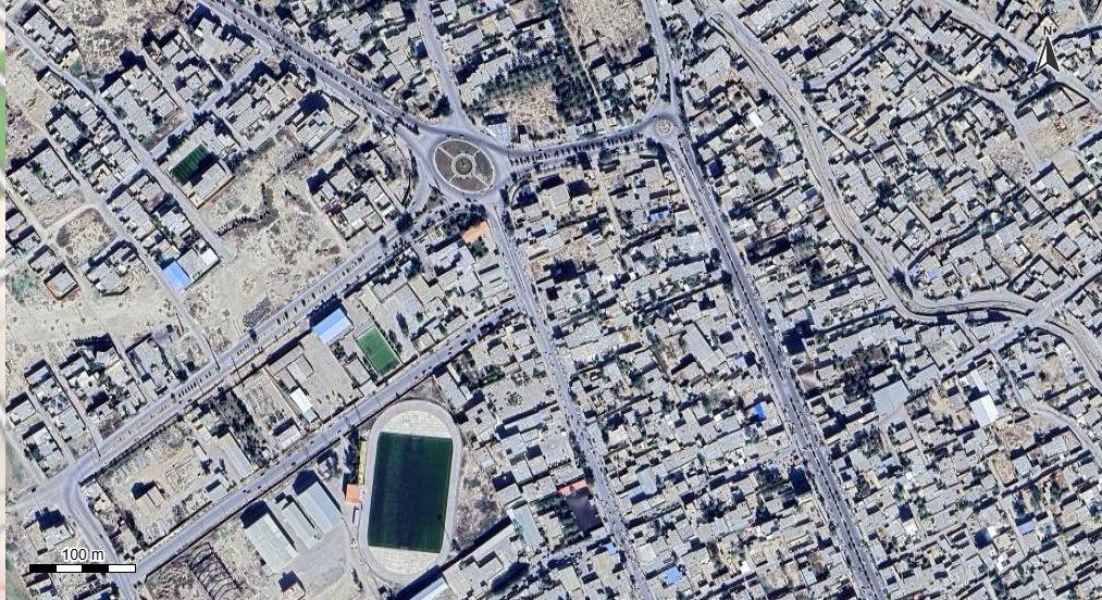 نقشه همراه با تصویر هوایی - ماهواره ای شهر فراشبند در اتوکد با مختصات UTM