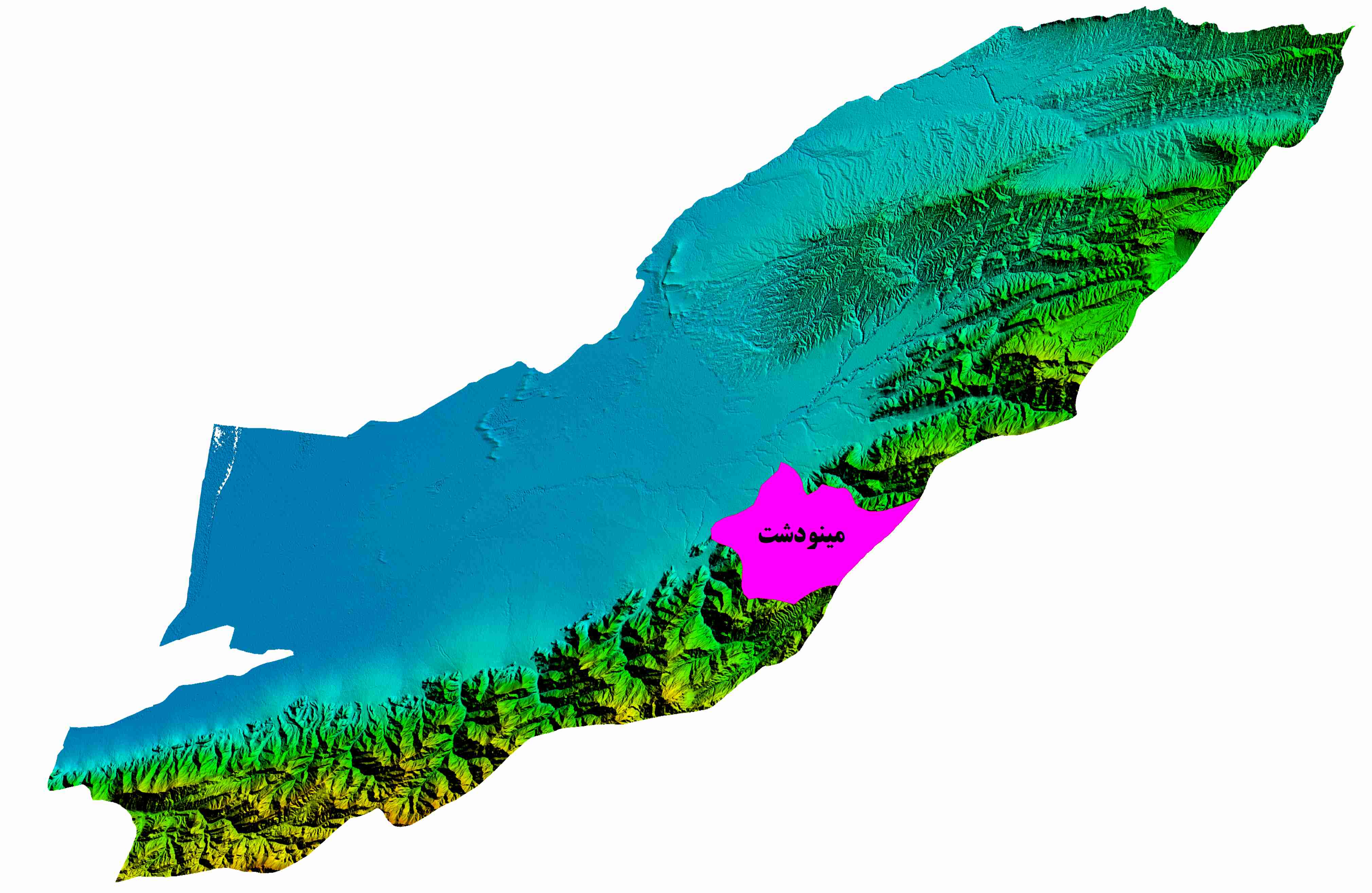 نقشه DEM  استان گلستان-شهرستان مینودشت