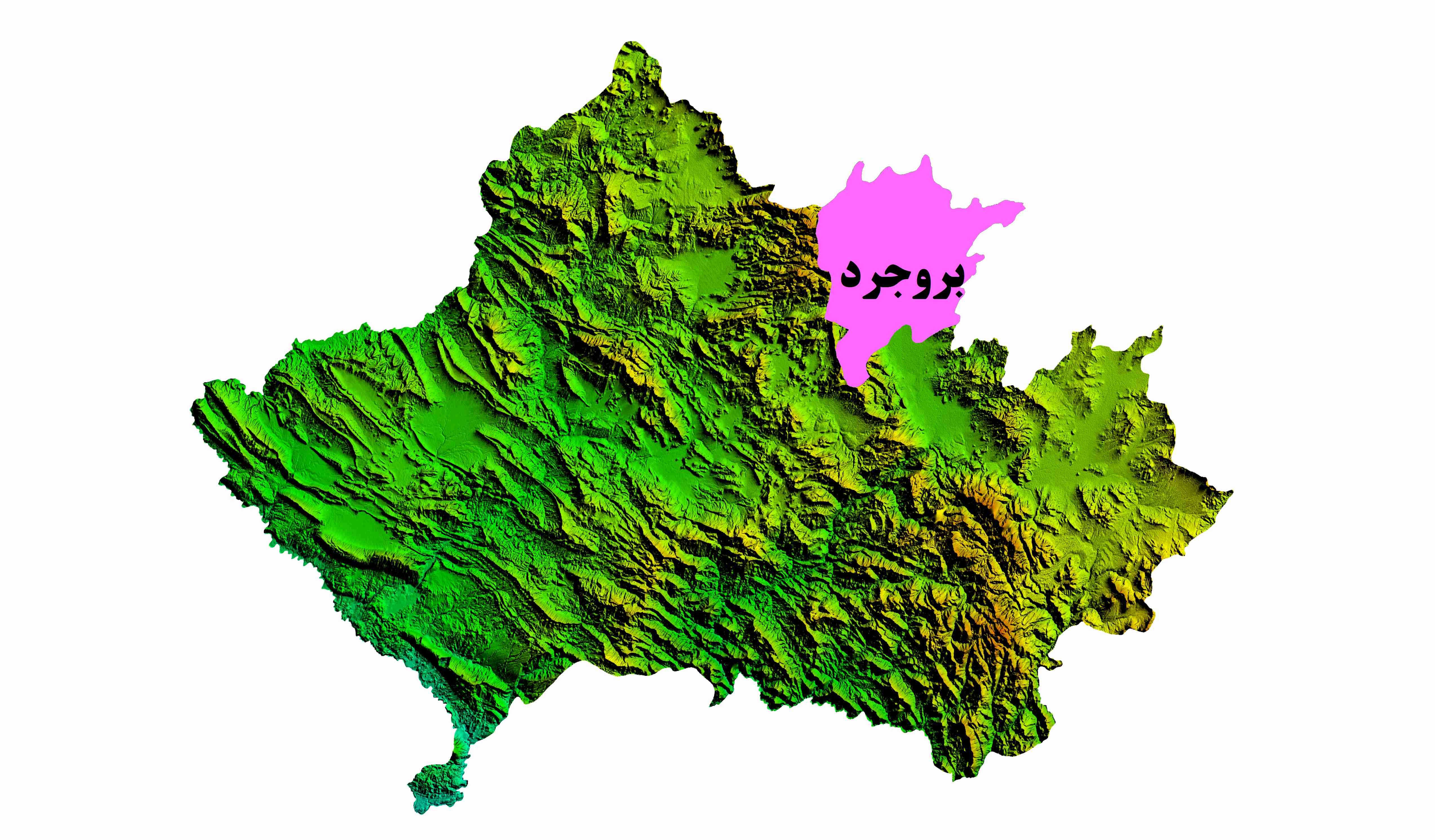 نقشه DEM  استان لرستان-شهرستان بروجرد