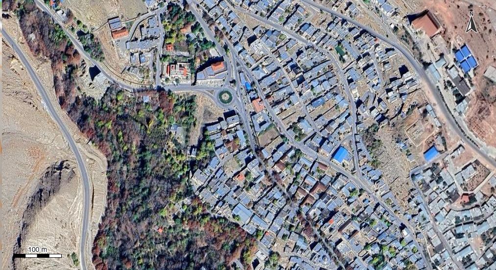 نقشه همراه با تصویر هوایی - ماهواره ای شهر اردکان در اتوکد با مختصات UTM