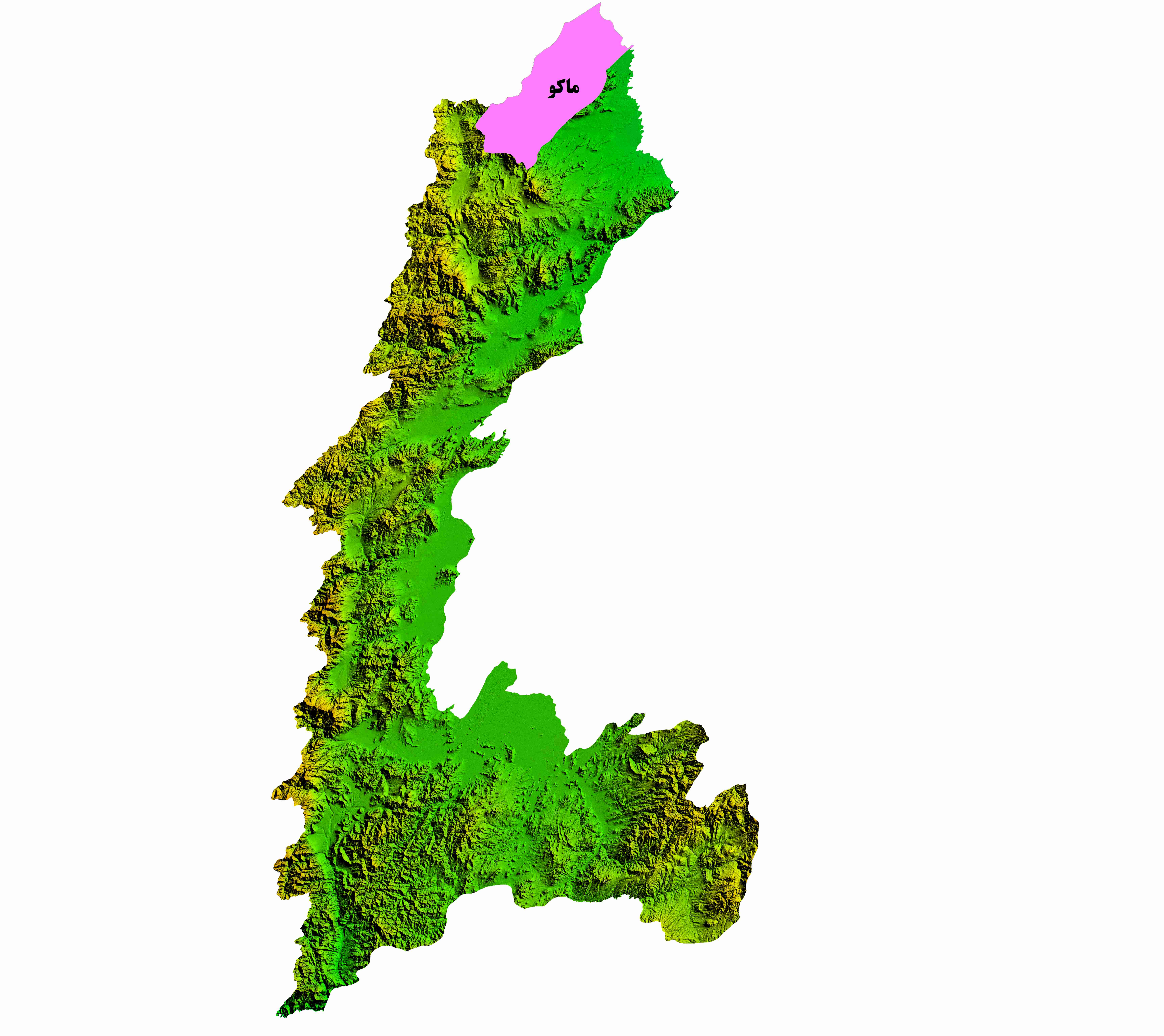 نقشه DEM استان آذربایجان غربی-شهرستان ماکو