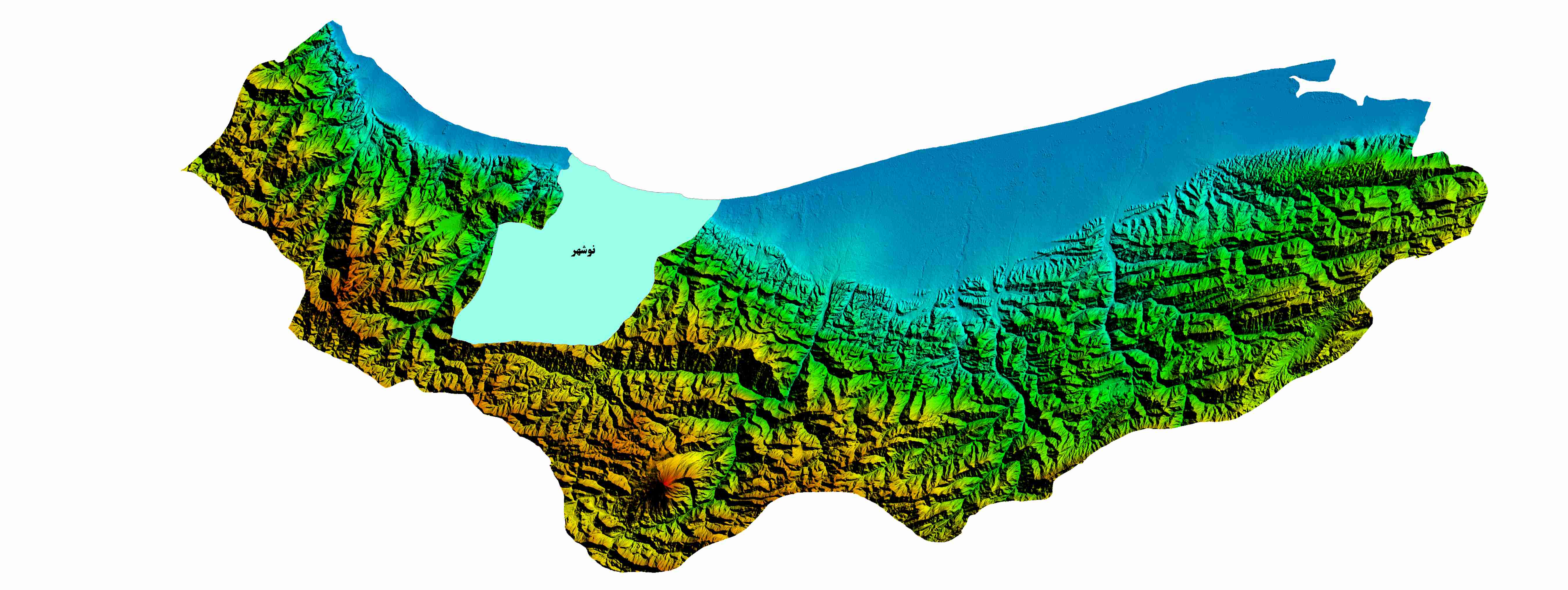 نقشه DEM استان مازندران-شهر نوشهر