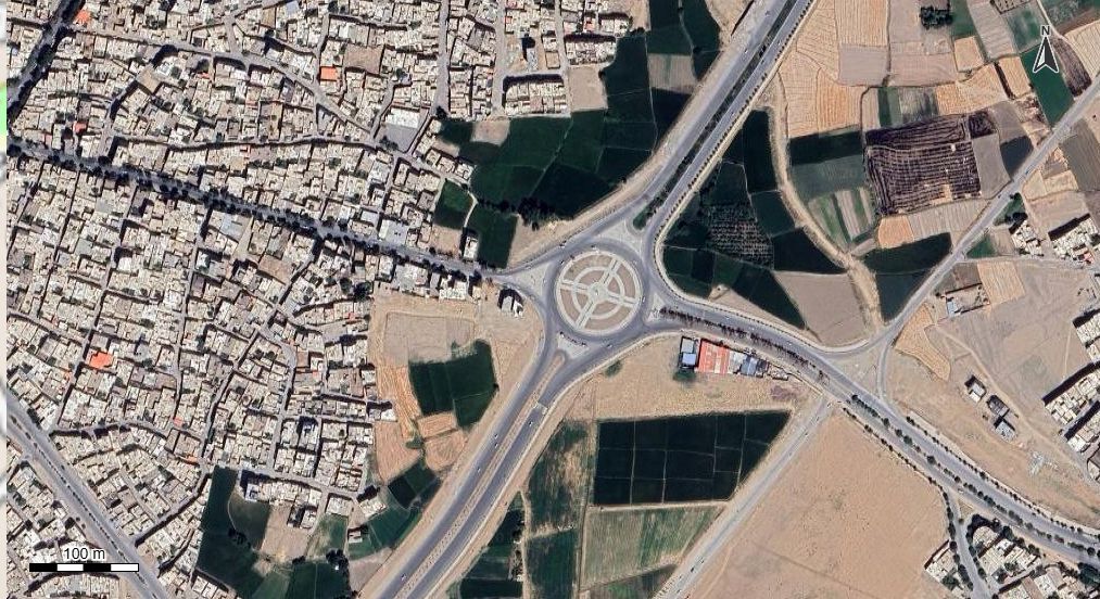 نقشه همراه با تصویر هوایی - ماهواره ای شهر مبارکه در اتوکد با مختصات UTM