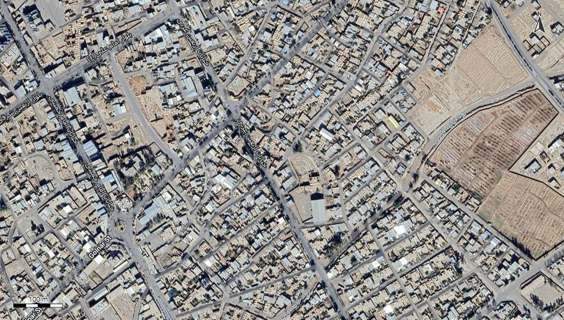 نقشه همراه با تصویر هوایی - ماهواره ای راور در اتوکد با مختصات UTM