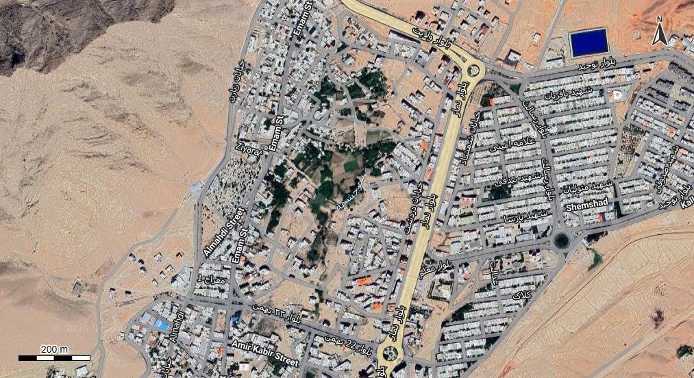 نقشه همراه با تصویر هوایی - ماهواره ای مهدی شهر  در اتوکد با مختصات UTM