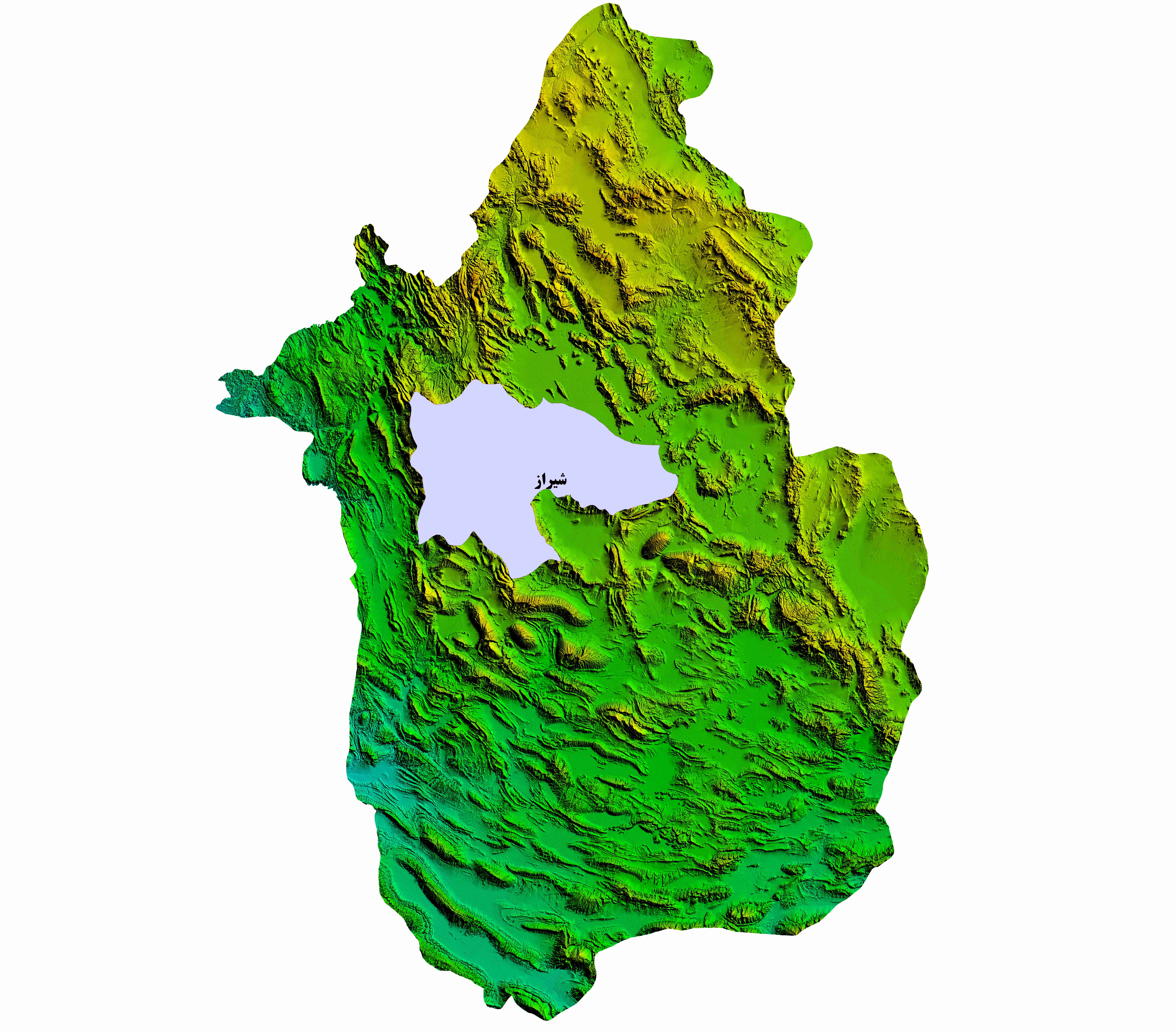نقشه DEM استان فارس- شهرستان شیراز