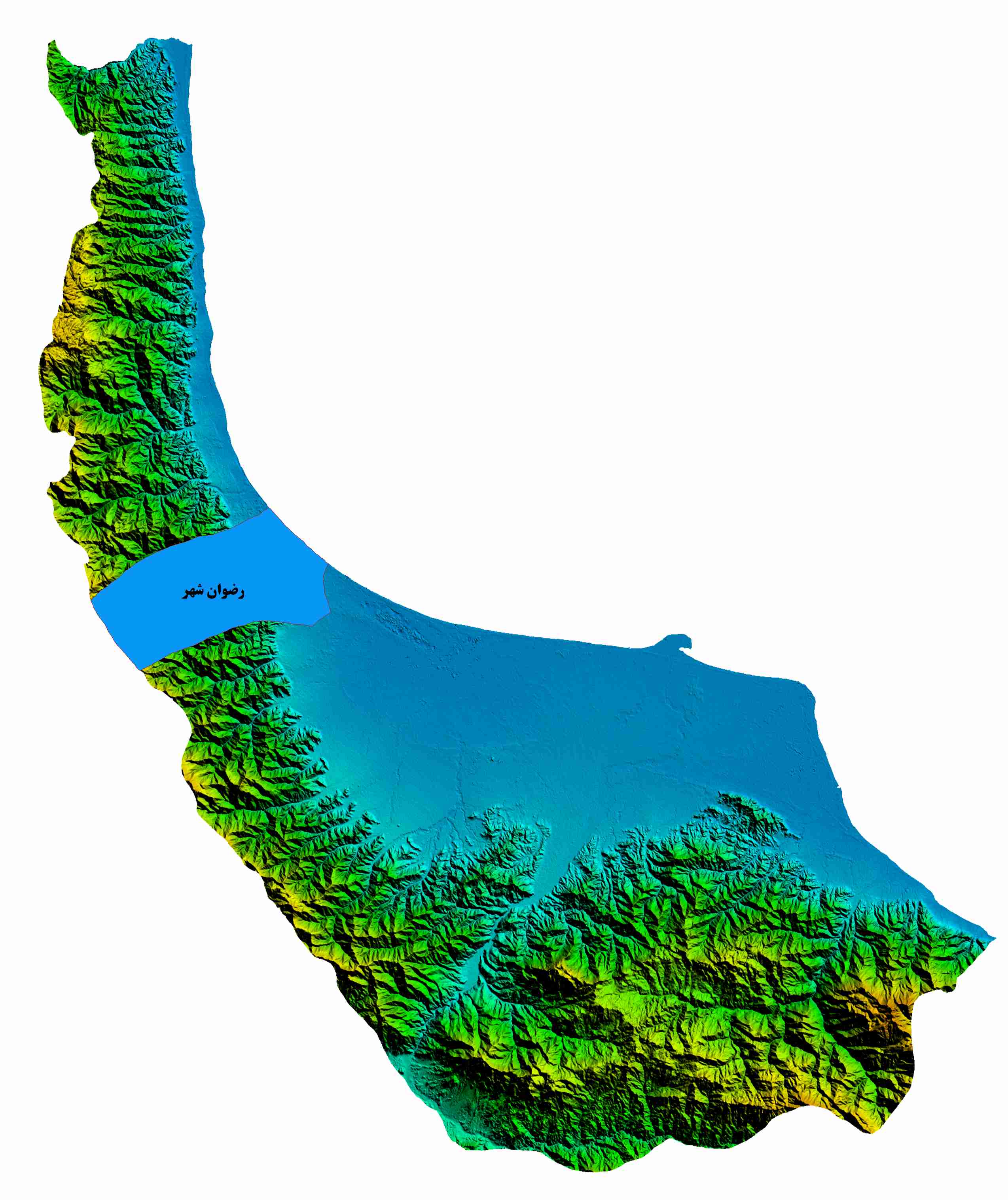 نقشه DEM  استان گیلان -شهرستان رضوانشهر