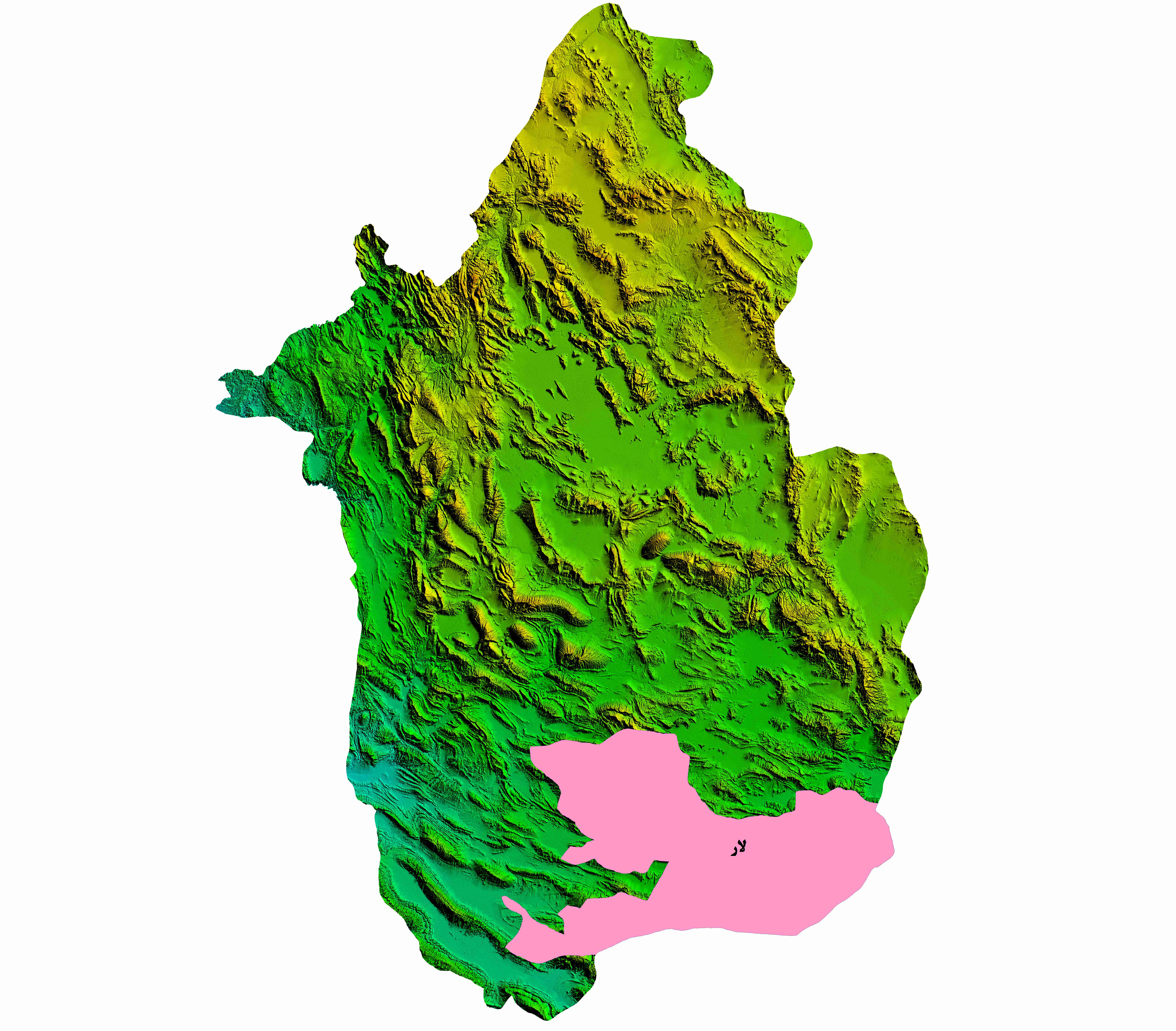 نقشه DEM استان فارس- شهرستان لار