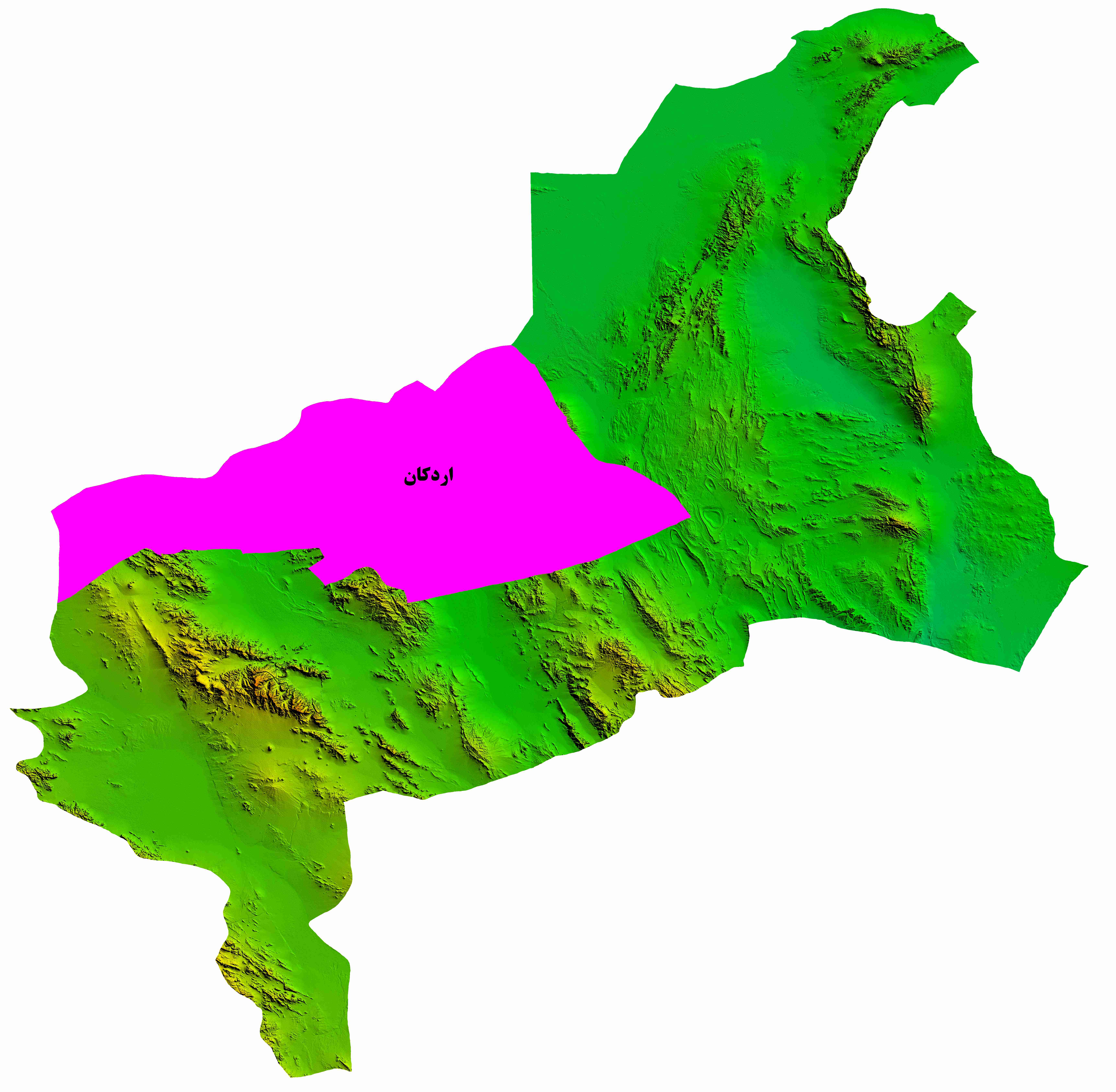 نقشه DEM  استان یزد-شهرستان اردکان