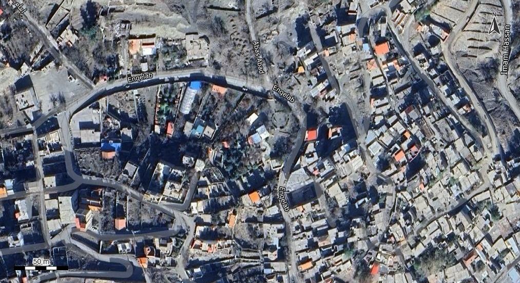 نقشه همراه با تصویر هوایی - ماهواره ای جاقرق در اتوکد با مختصات UTM