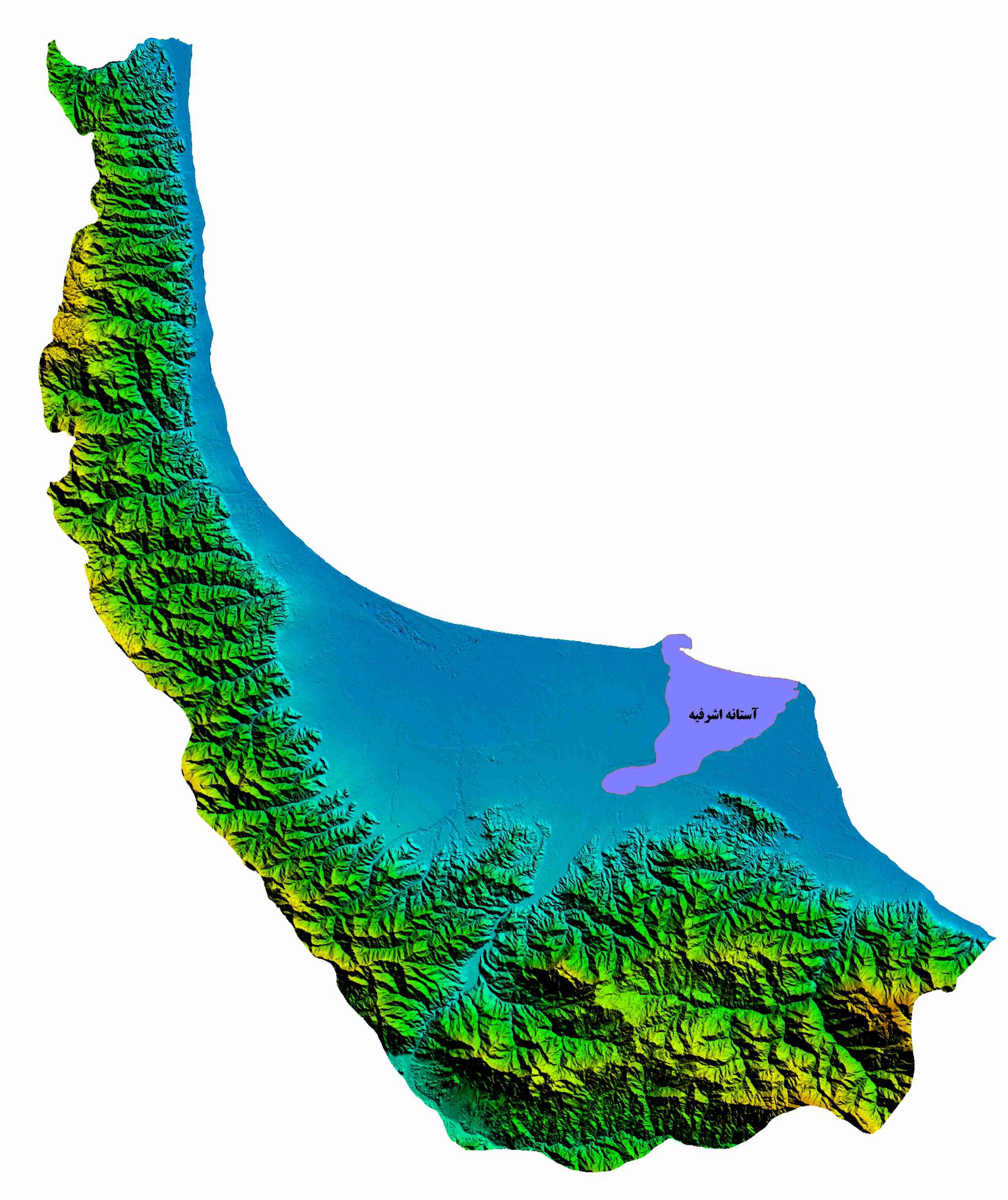 نقشه DEM  استان گیلان -شهرستان آستانه