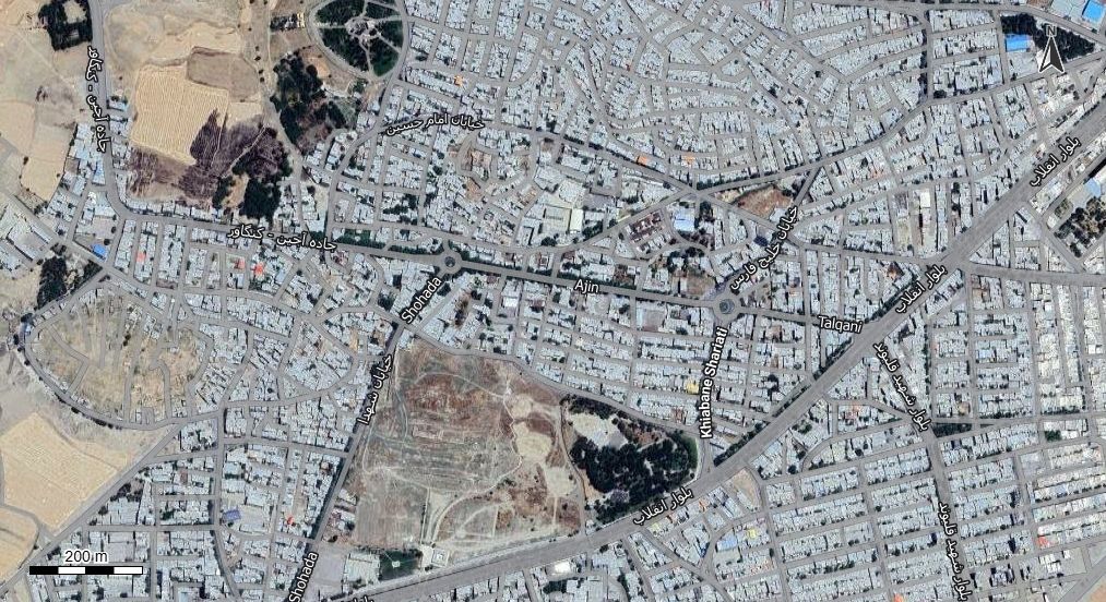 نقشه همراه با تصویر هوایی - ماهواره ای کنگاور در اتوکد با مختصات UTM