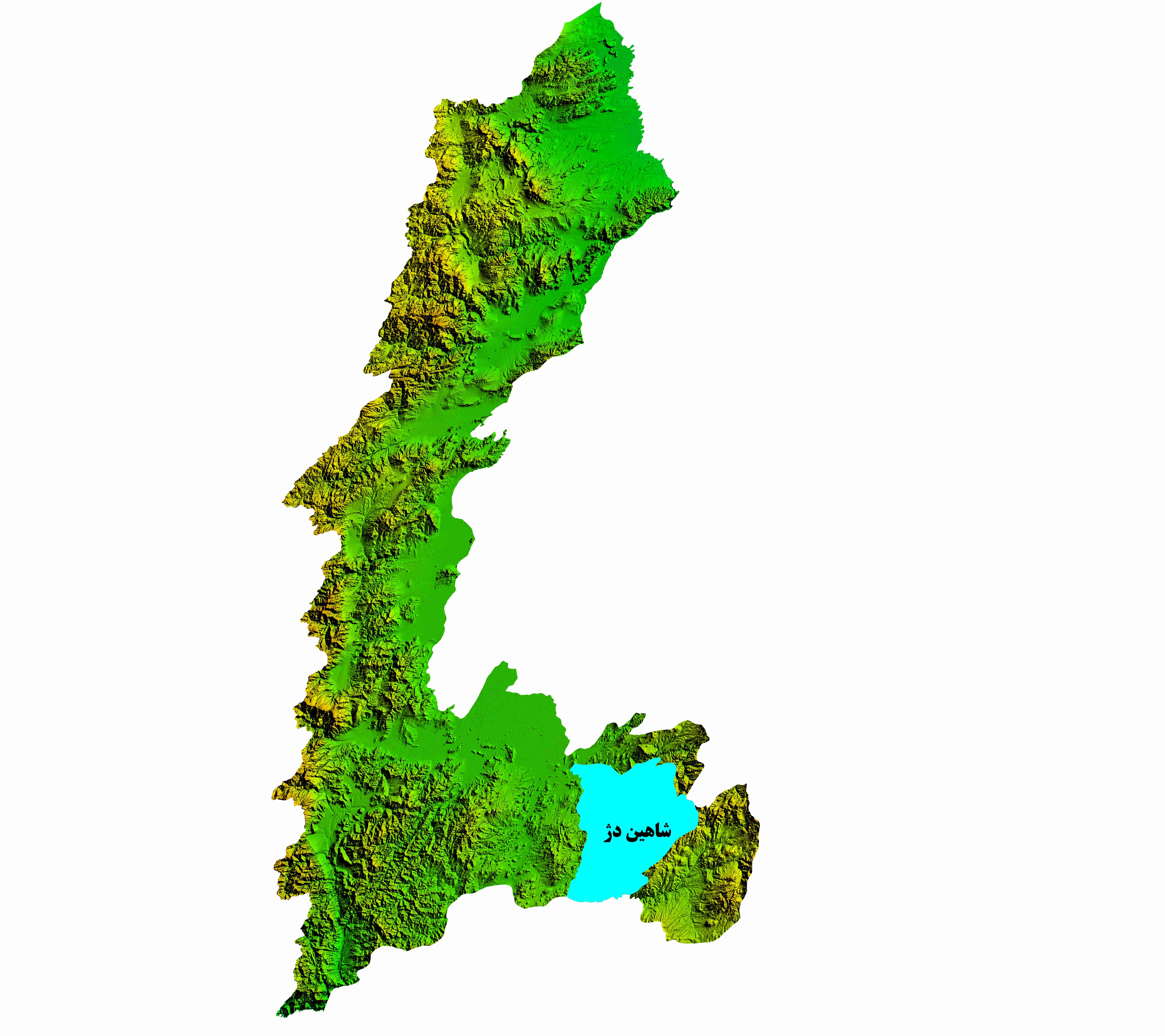 نقشه DEM استان آذربایجان غربی-شهرستان شاهین دژ