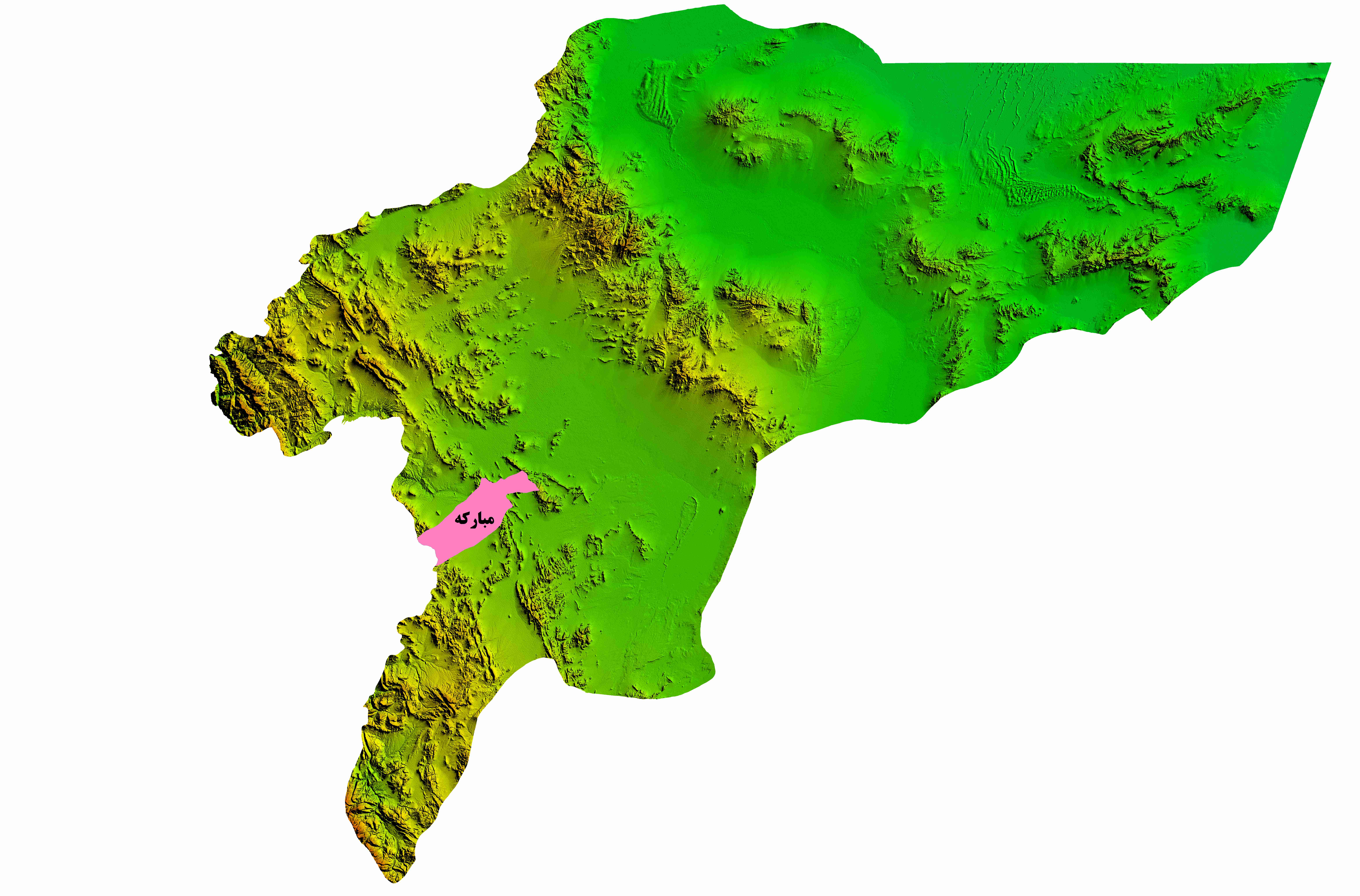 نقشه DEM  استان اصفهان-شهرستان مبارکه