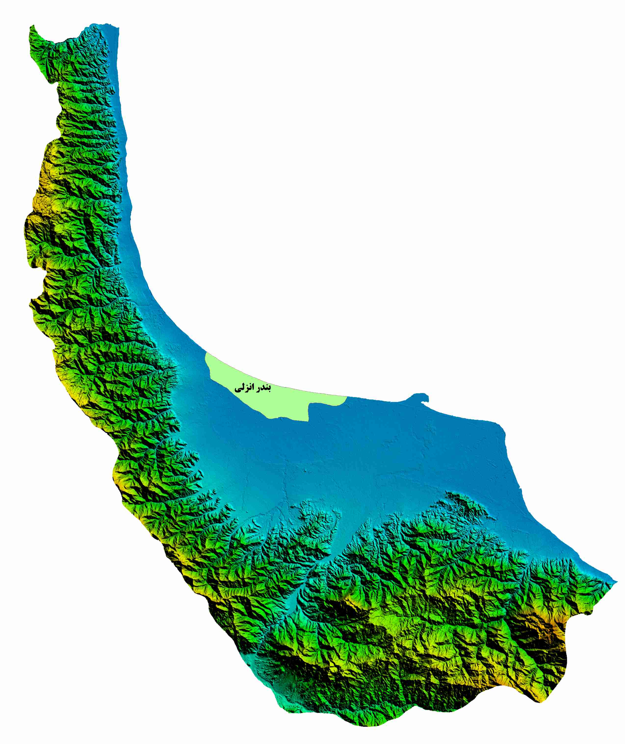 نقشه DEM  استان گیلان -شهرستان بندرانزلی
