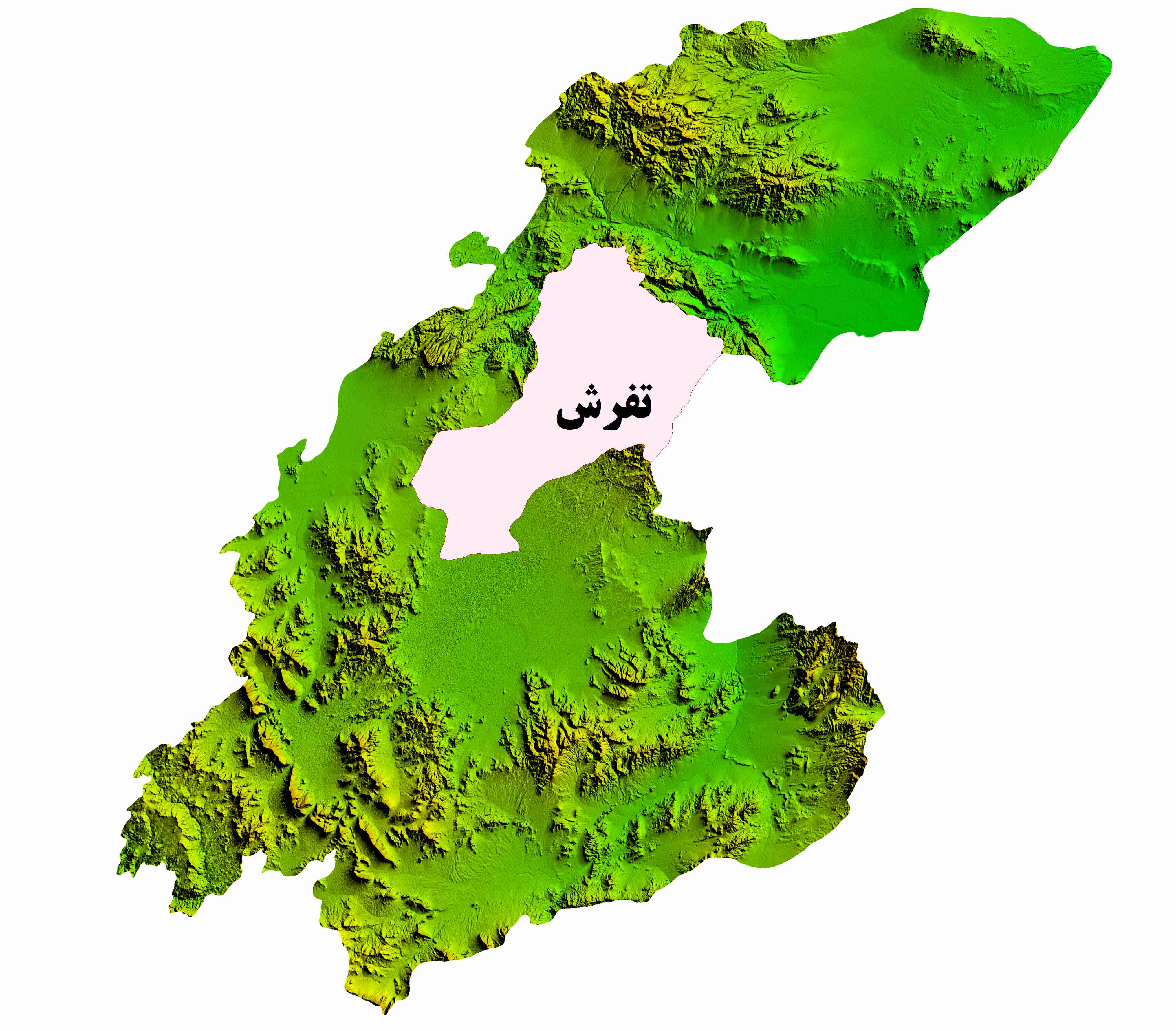 نقشه DEM  استان مرکزی-شهرستان تفرش