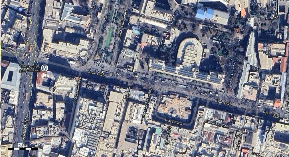 نقشه با تصویر هوایی - ماهواره ای منطقه 12 تهران در اتوکد با مختصات UTM