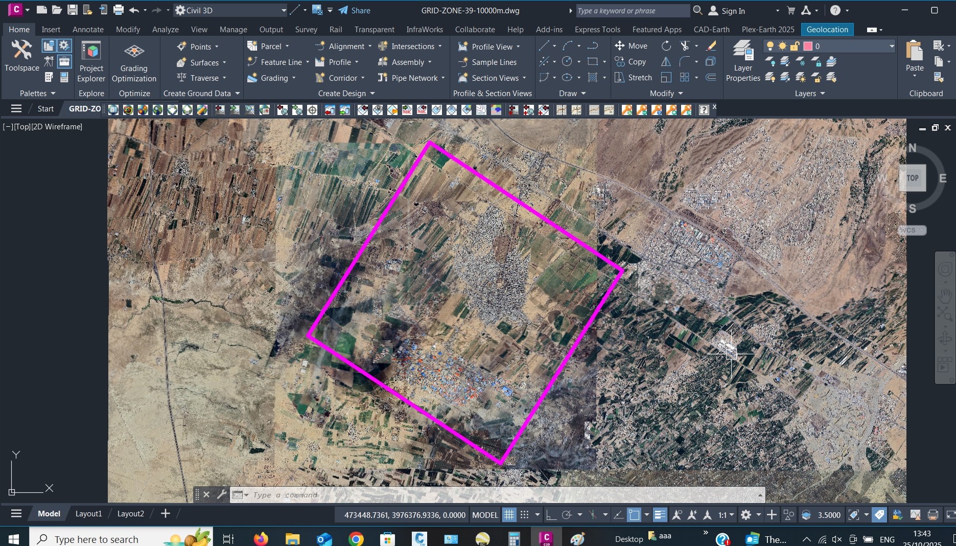 نقشه اتوکدی شهر نظرآباد با مختصات UTM