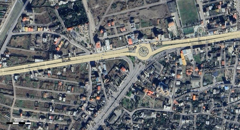 نقشه همراه با تصویر هوایی - ماهواره ای ایزدشهر در اتوکد با مختصات UTM