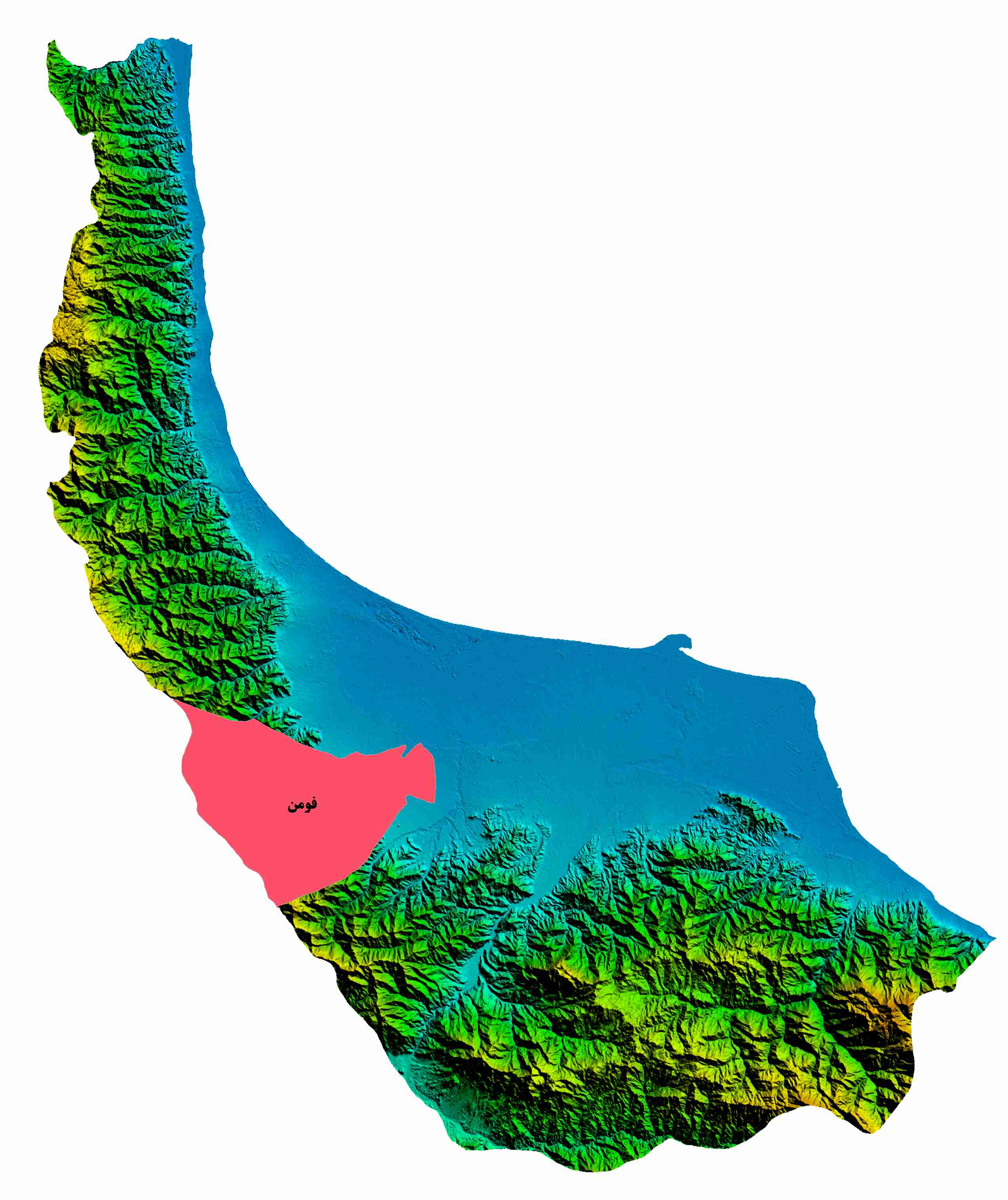 نقشه DEM  استان گیلان -شهرستان فومن