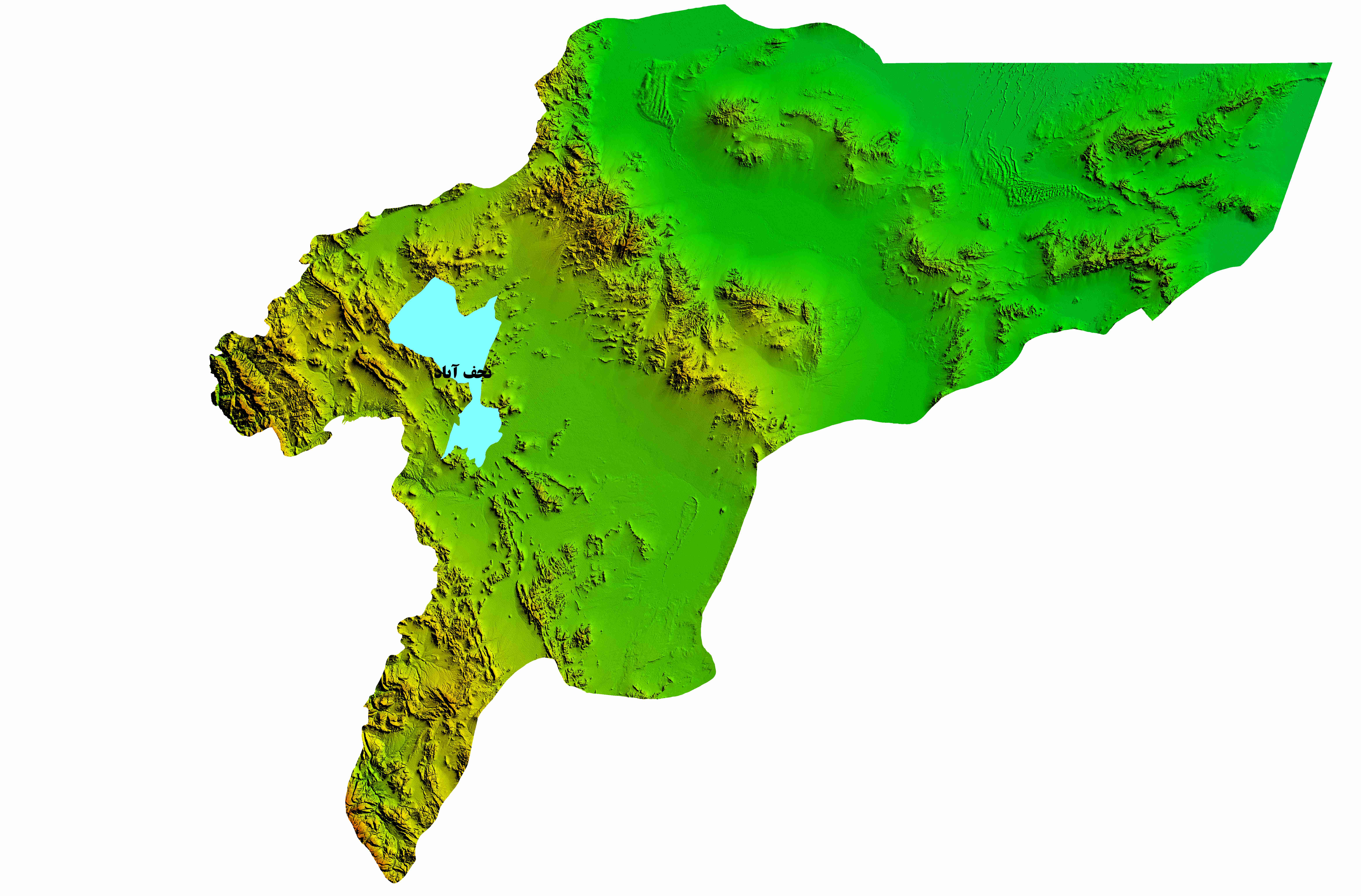 نقشه DEM  استان اصفهان-شهرستان نجف آباد
