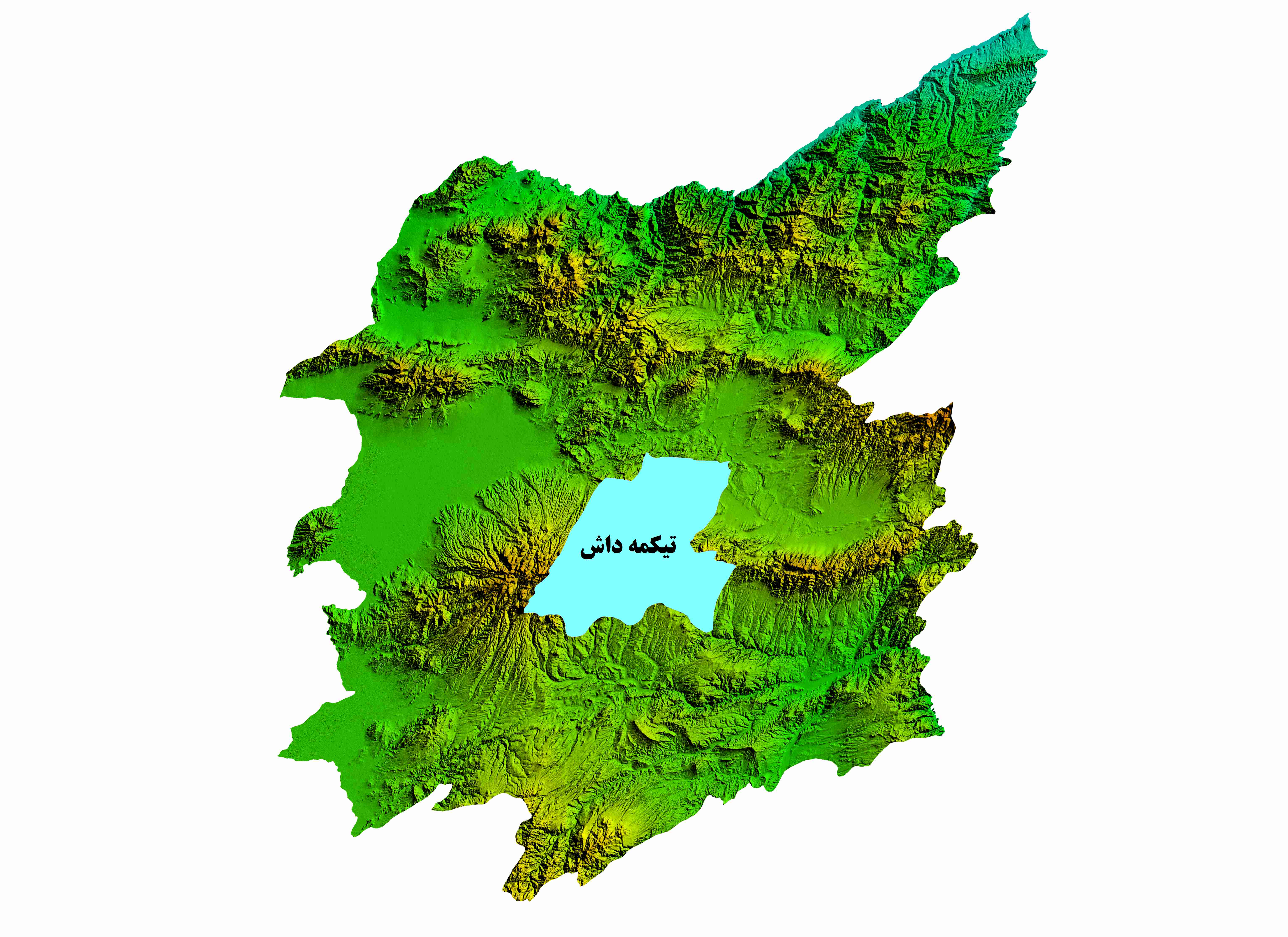 نقشه DEM استان آذربایجان شرقی-شهرستان تیکمه داش