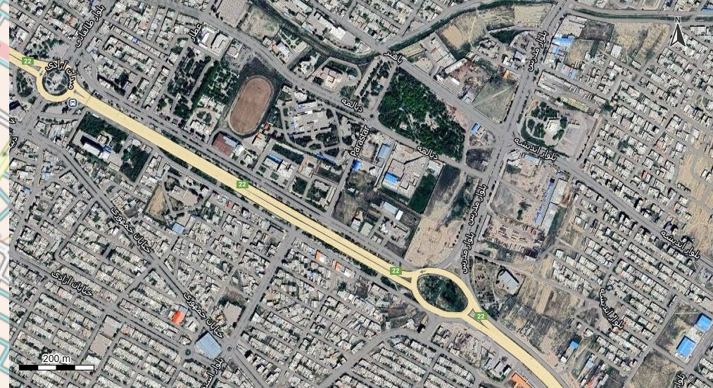 نقشه همراه با تصویر هوایی - ماهواره ای شهر قوچان در اتوکد با مختصات UTM