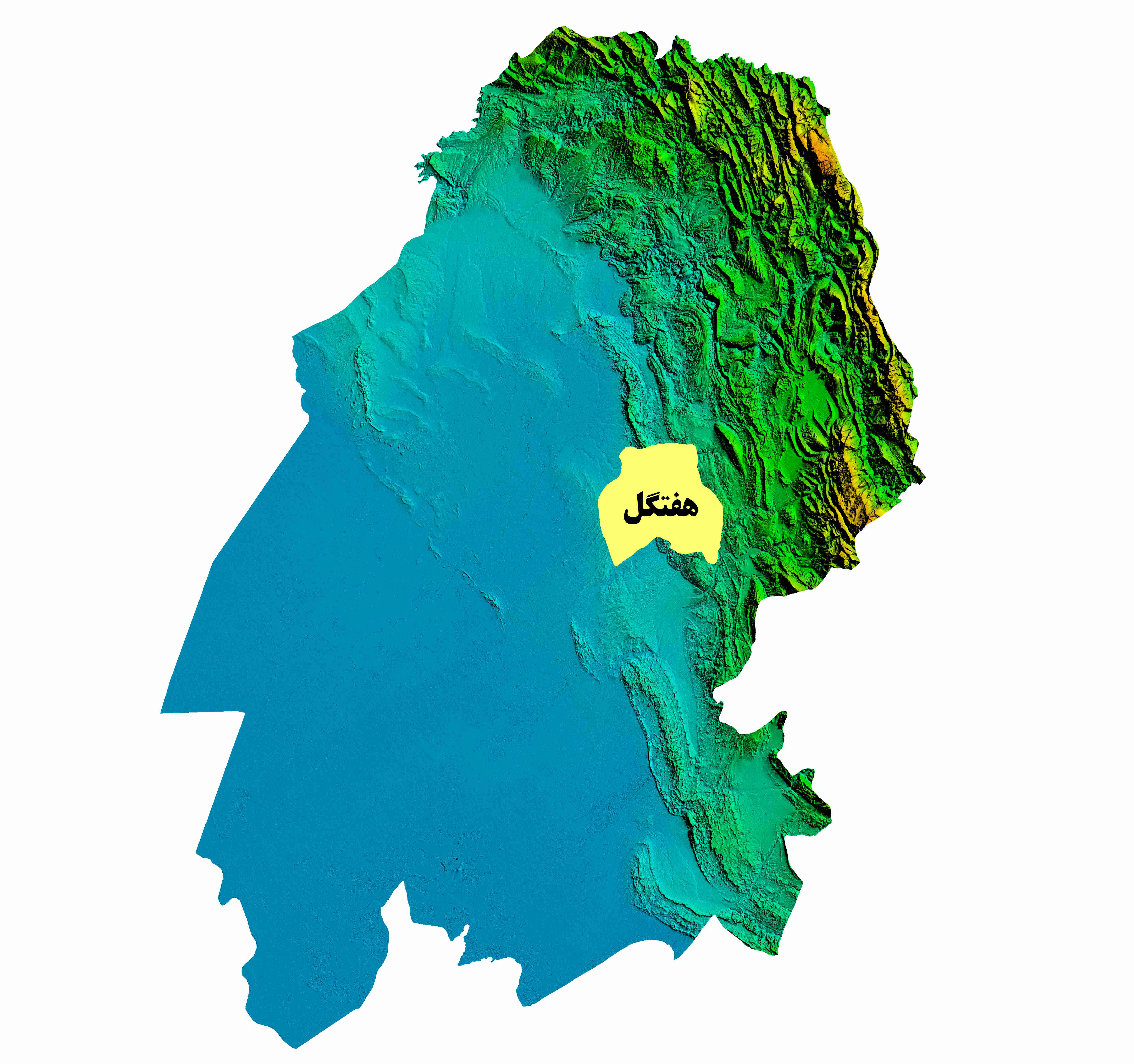 نقشه DEM  استان خوزستان-شهرستان هفتگل